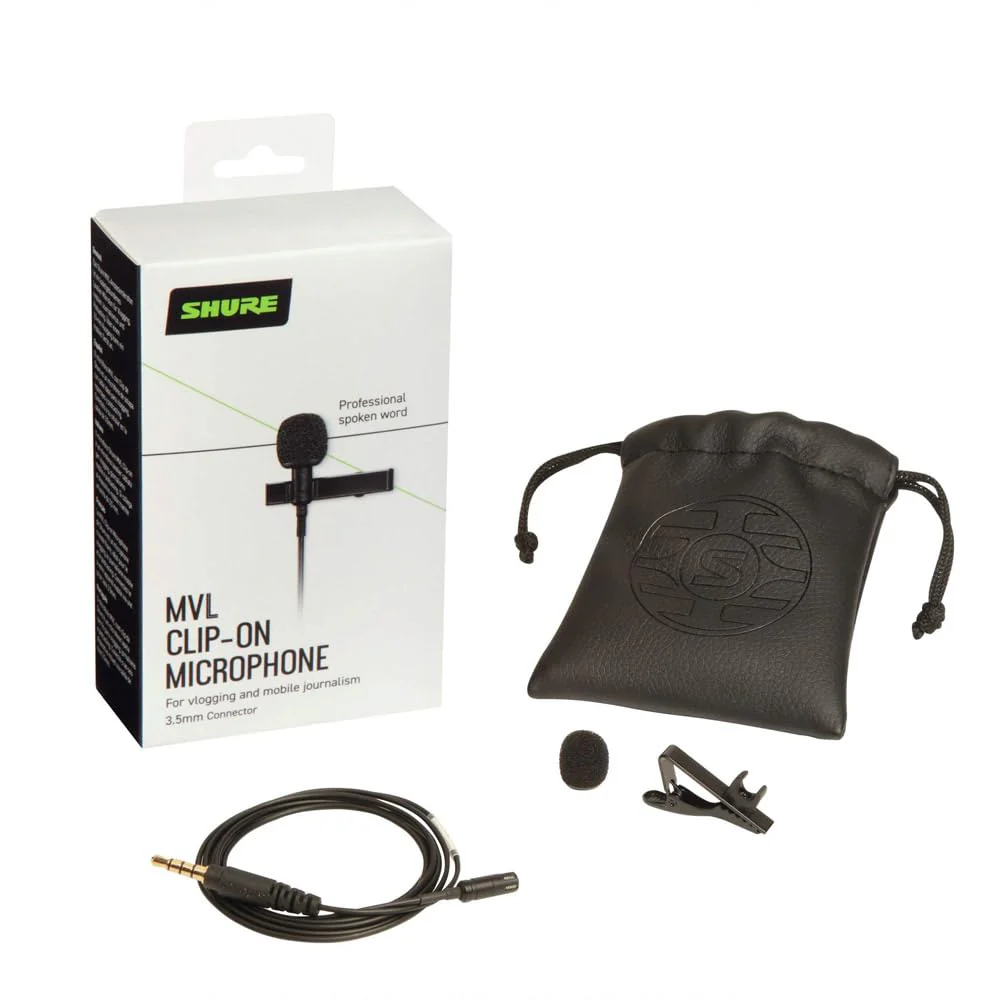 Shure MVL Lavalier Microphone for iPhone & Tablet - External Clip On Mini Lapel Mic for Video Recording & Vlogging with 3.5mm Connector, Windscreen, Mount & Carrying Pouch New Packaging - Image 2