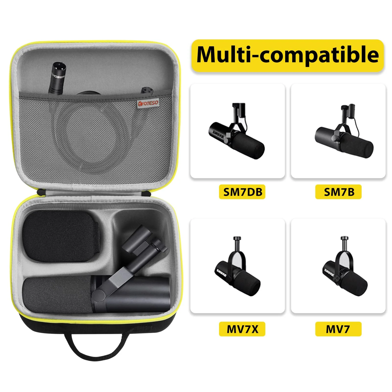 Shure SM7B and Podcast Microphone Case - Hard EVA Material, Bi-Directional Zipper, Compact Size for Easy Travel - Fits Shure SM7B, MV7, MV7X (Box Only) - Image 2