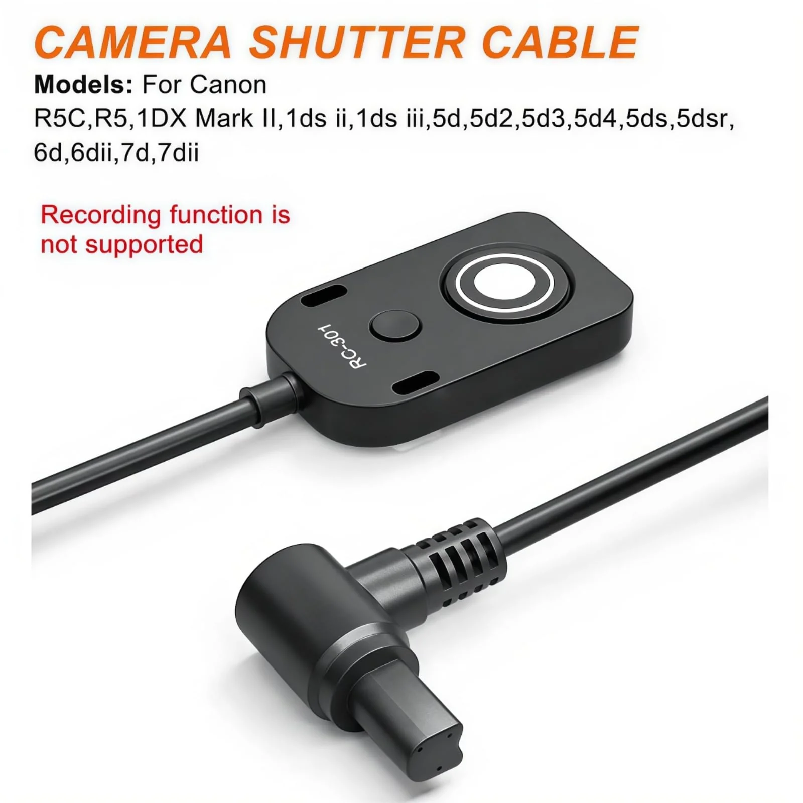Shutter Release Cable Compatible for Canon Cameras Replaces RS-80N3 R5C、R5、1DX Mark II、1Ds II、1Ds III、5D、5D Mark II、5D Mark III、5D Mark IV、5DS、5DSR、6D、6D Mark II、7D、7D Mark II Remote Shutter Switch - Image 3