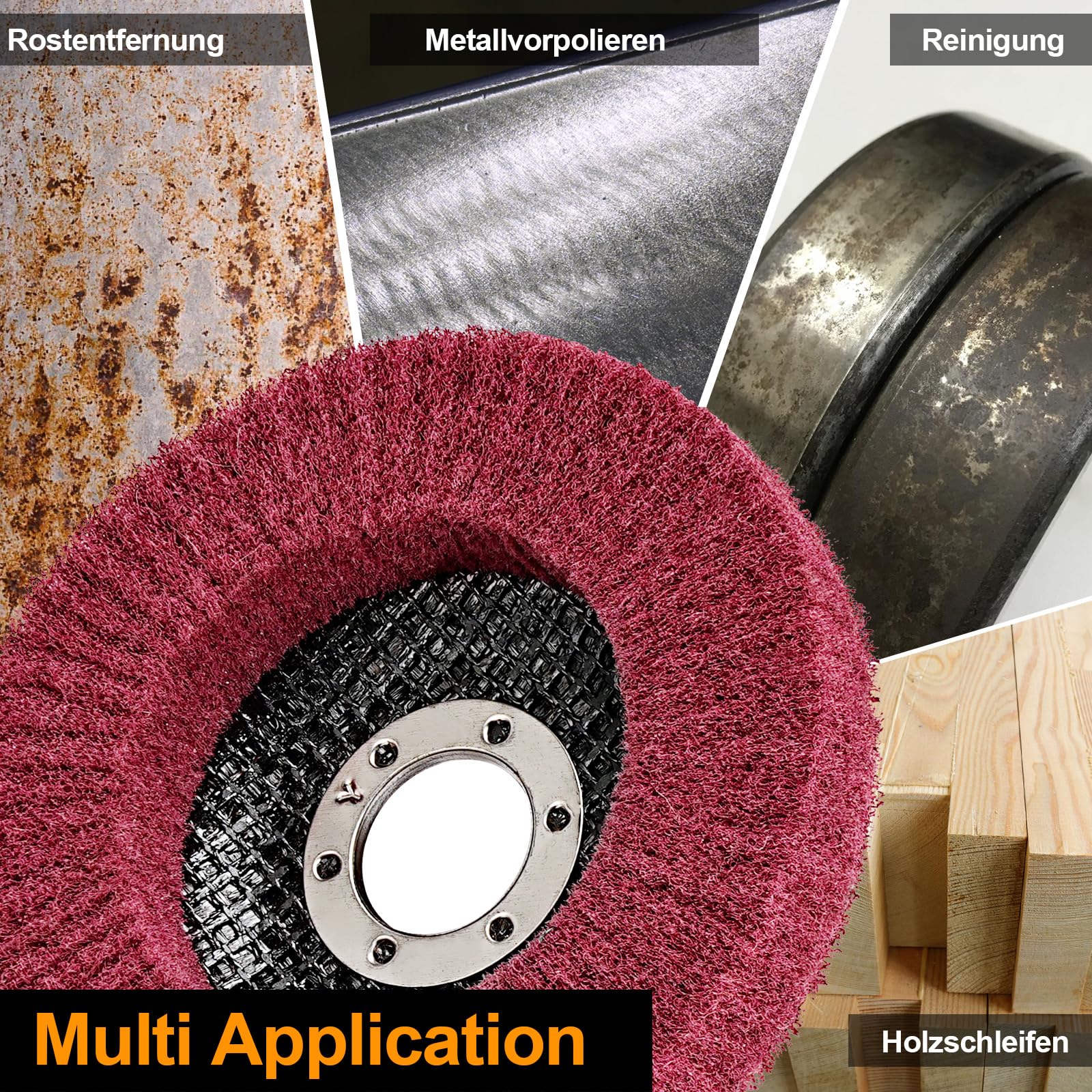 SI FANG Pack of 10 Sanding Discs Sanding Fleece 125 x 22.2 mm Polishing Disc Nylon Fibre Coarse Cleaning Disc Scouring Pad Steel Metal Polishing for Angle Grinders, Polishing Tools Set of 10 sanding discs - Image 4