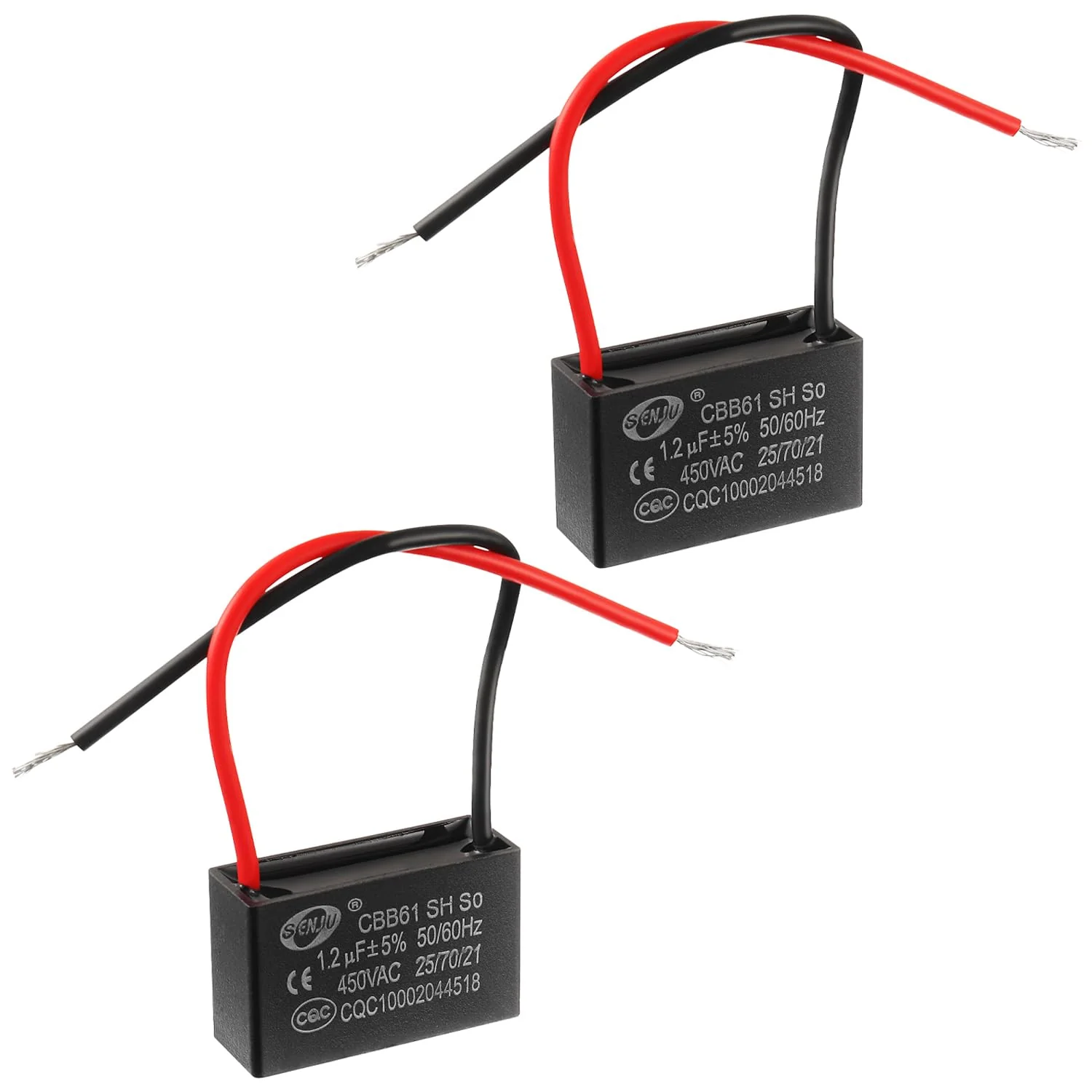 SIGANDG CBB61 1.2uF 450V AC 50/60Hz Air Conditioning Fan Motor Running Capacitor (Pack of 2) 1.2 MFD