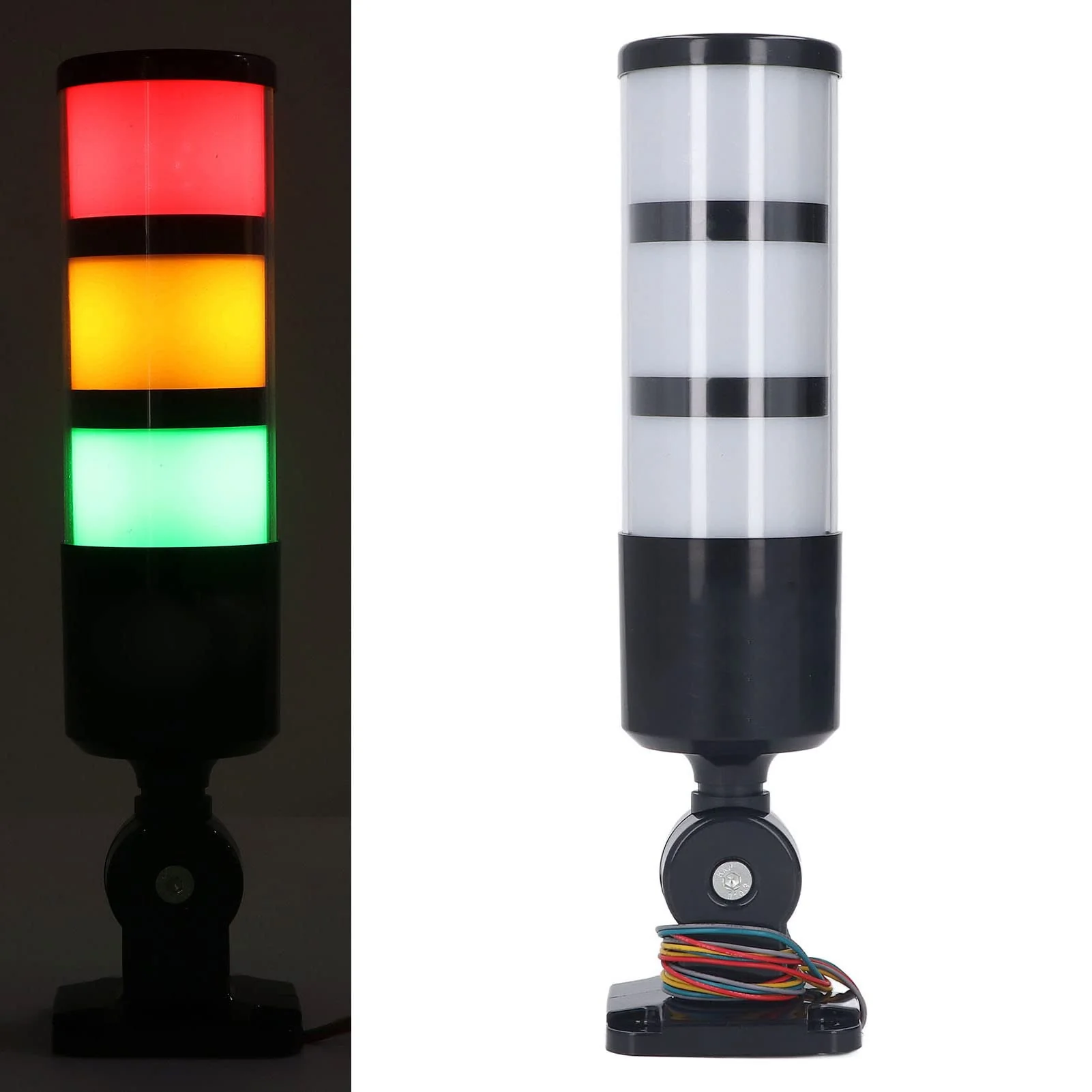 Signal column, red, yellow, green, 3-ply, 12 24 V DC, flashing stacking light, bright LED light for machines - Image 2