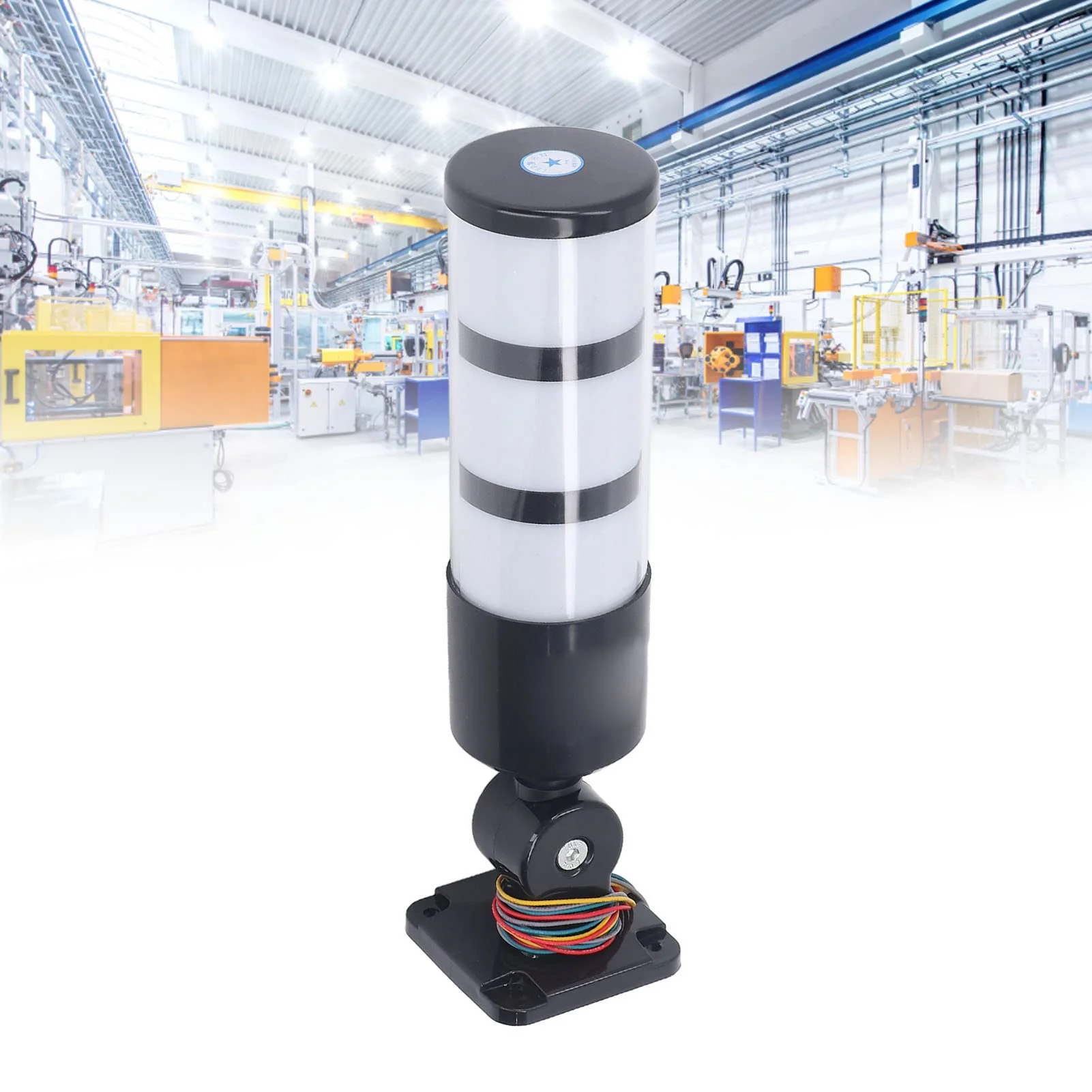 Signal column, red, yellow, green, 3-ply, 12 24 V DC, flashing stacking light, bright LED light for machines - Image 3
