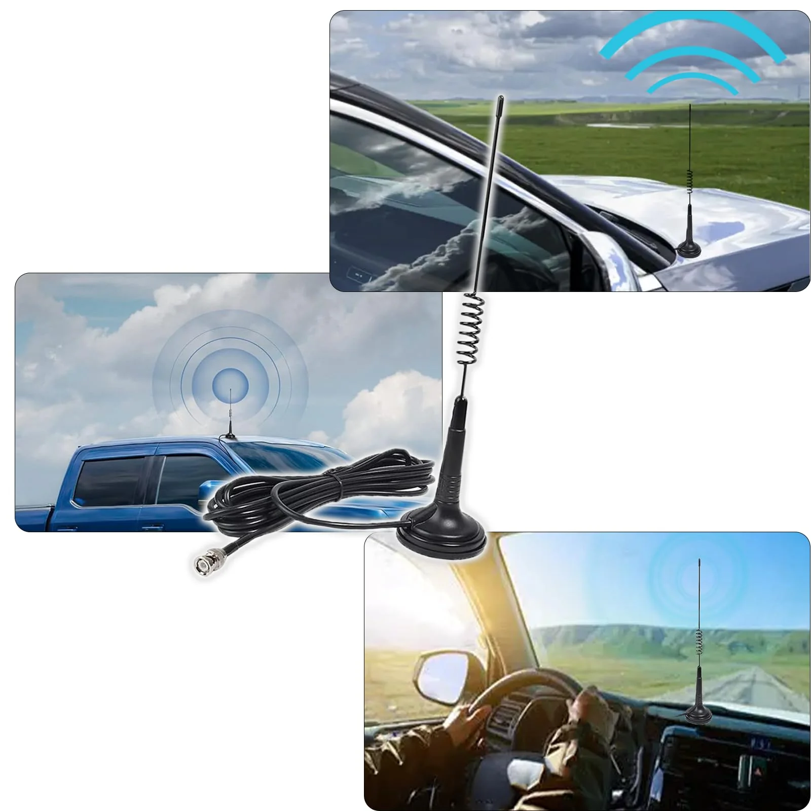 Signalplus Magnetic Mount CB Radio Antenna Kit Magnet Base Coverage 26-28MHz for Mobile Handheld CB Radio, with 4meter RG58 Cable/ PL259 & BNC Male - Image 3