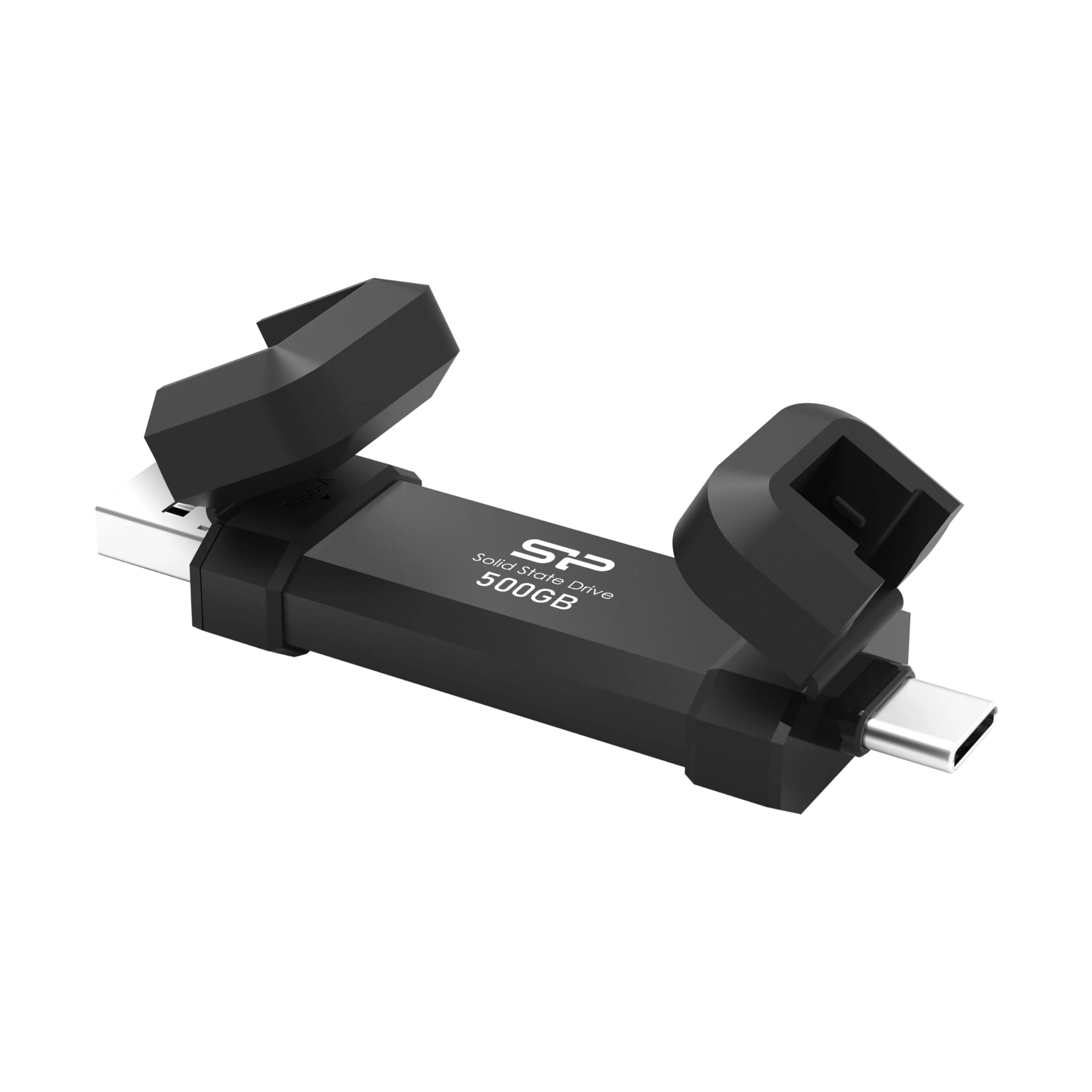 Silicon Power 500GB DS72 Portable USB 3.2 Gen 2 Type-C/Type-A SSD Solid State Drive Stick (Black) - Image 2