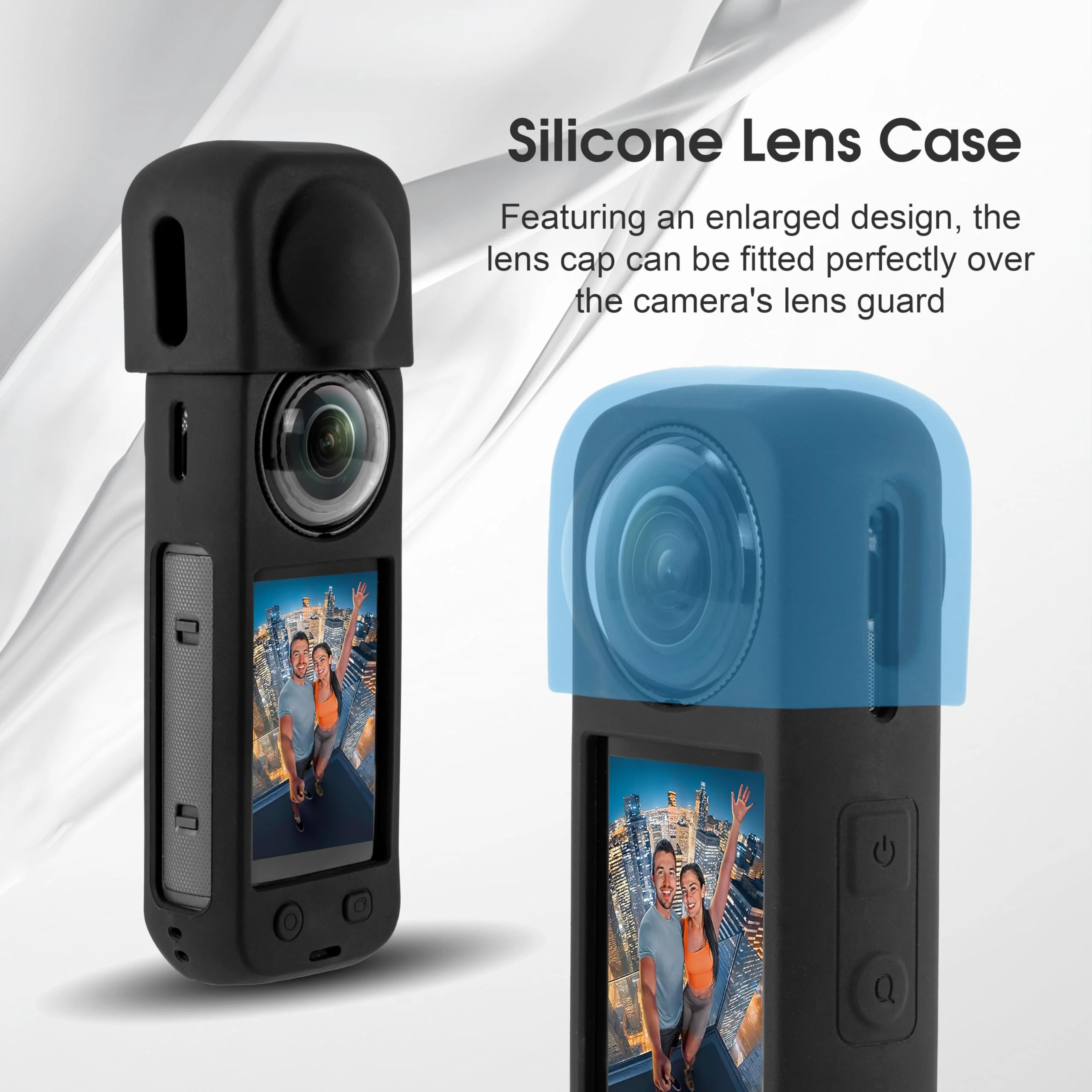 Silicone Cover Case for Insta360 X5, Soft Lens Cap Protector All-Round Protective Case for Insta 360 X5 Accessories with Wrist Strap, Shockproof, Precision Fit, Charging Port Accessible (Black) Black - Image 4