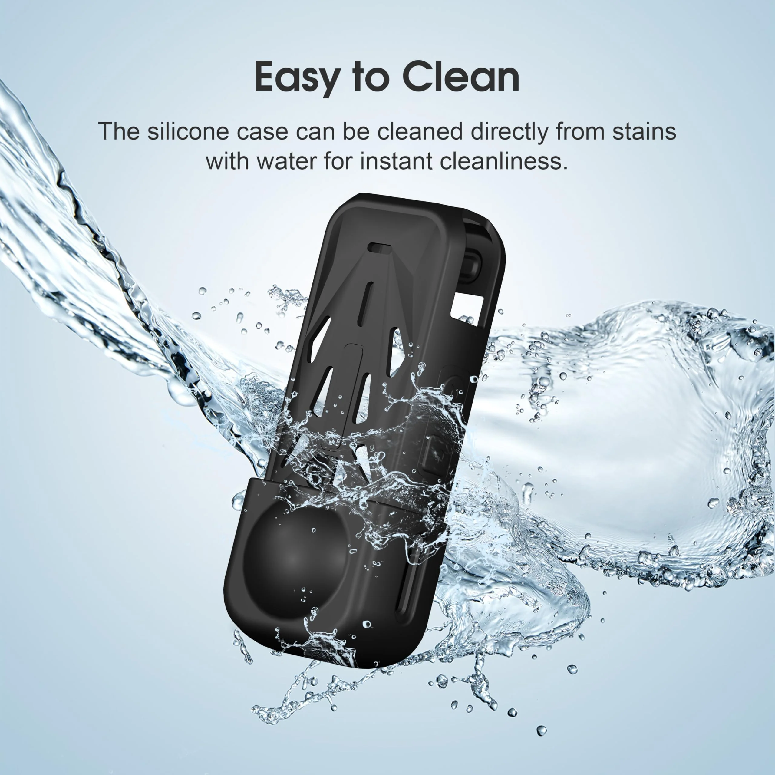 Silicone Cover Case for Insta360 X5, Soft Lens Cap Protector All-Round Protective Case for Insta 360 X5 Accessories with Wrist Strap, Shockproof, Precision Fit, Charging Port Accessible (Black) Black - Image 6