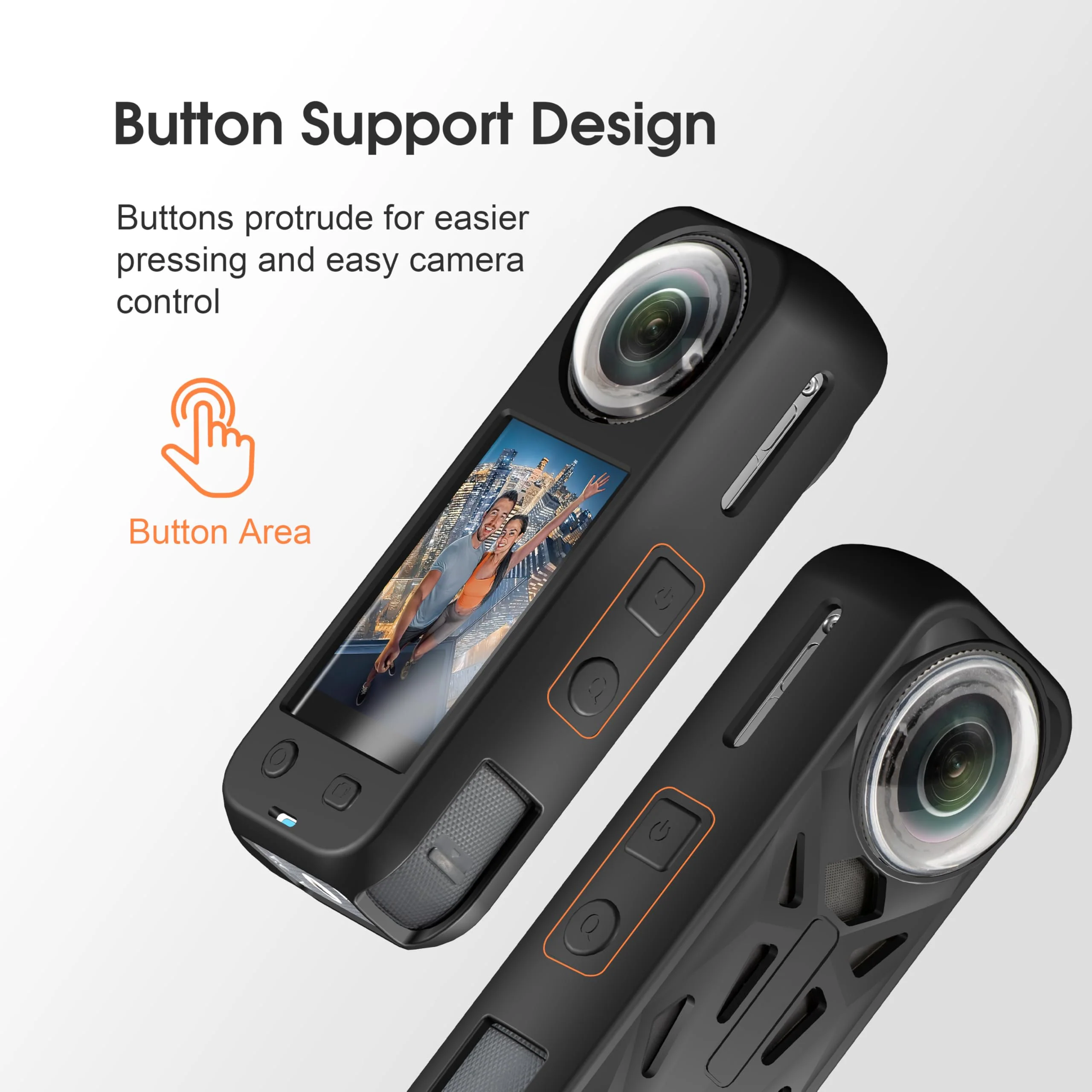 Silicone Cover Case for Insta360 X5, Soft Lens Cap Protector All-Round Protective Case for Insta 360 X5 Accessories with Wrist Strap, Shockproof, Precision Fit, Charging Port Accessible (Black) Black - Image 8