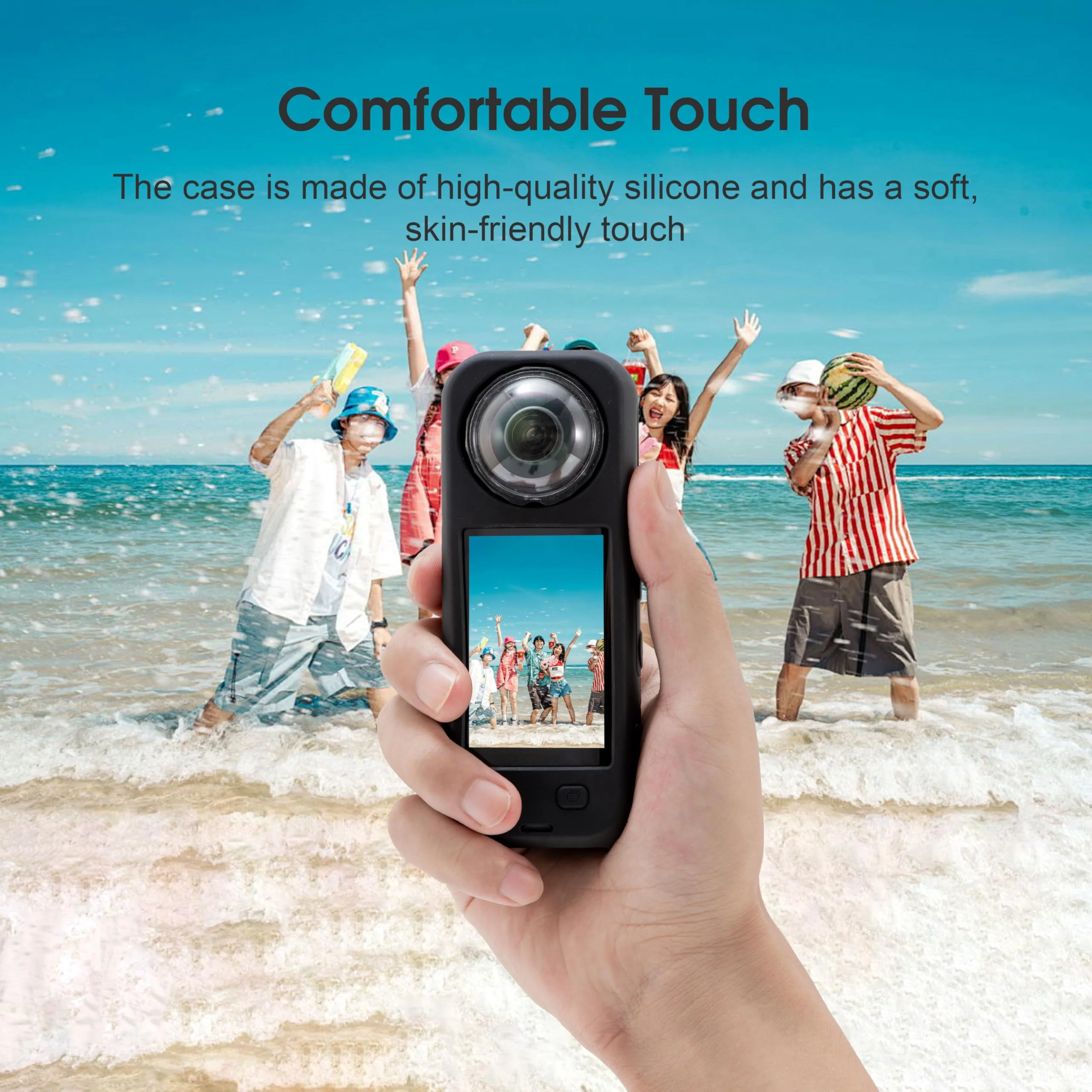 Silicone Cover Case for Insta360 X5, Soft Lens Cap Protector All-Round Protective Case for Insta 360 X5 Accessories with Wrist Strap, Shockproof, Precision Fit, Charging Port Accessible (Black) Black - Image 9
