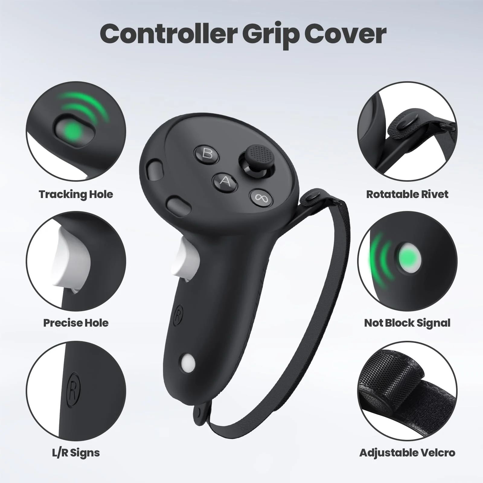 Silicone Cover Compatible with Meta/Oculus Quest 3 Accessories, VR Silicone Face Cover, VR Shell Cover,Touch Controller Grip Case,Camera Lens Protector Set (Black) Black - Image 4