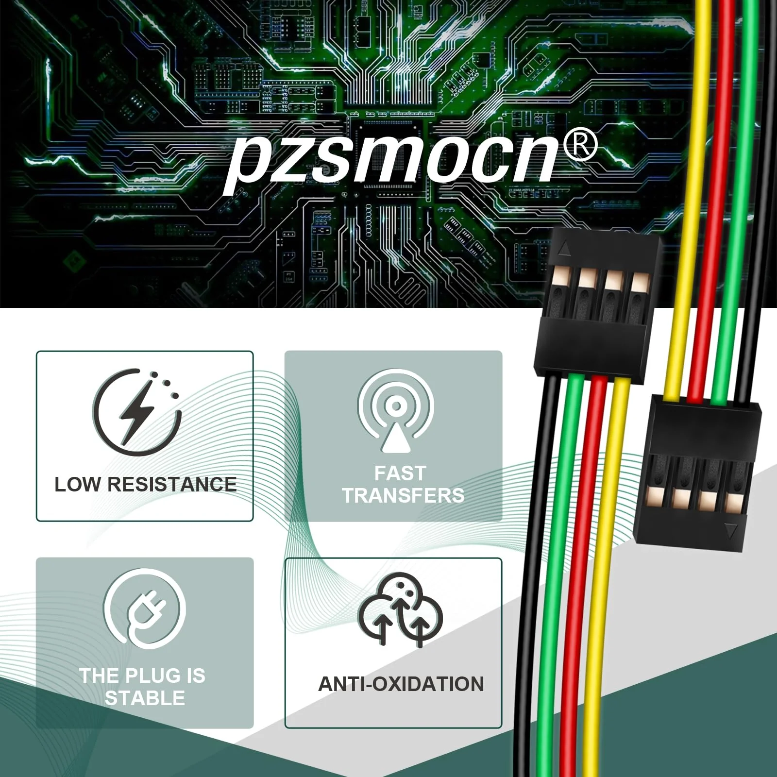 Silicone Flexible Jumper Wires Breadboard 24AWG 20cm Long 10 Sets / 60 Pcs for Dupont 2.54 mm Pitch Connector 4-Pin Black Female-Female Header Solderless Electronic Adapter Ribbon Cable Female to Female - Image 3