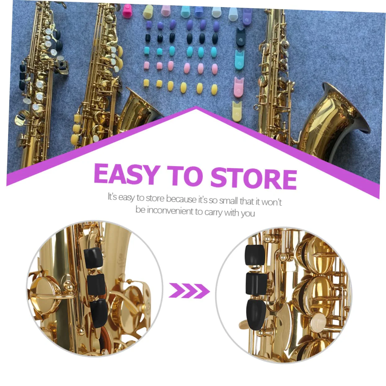 Silicone Side Key Covers 6pcs Saxophone Keypad Saxophone Side Key Cover Saxophone Key Risers Sax Side Key Covers Music Instrument Accessory Instrument Supplies Black Component 2.8x1.5cm - Image 2