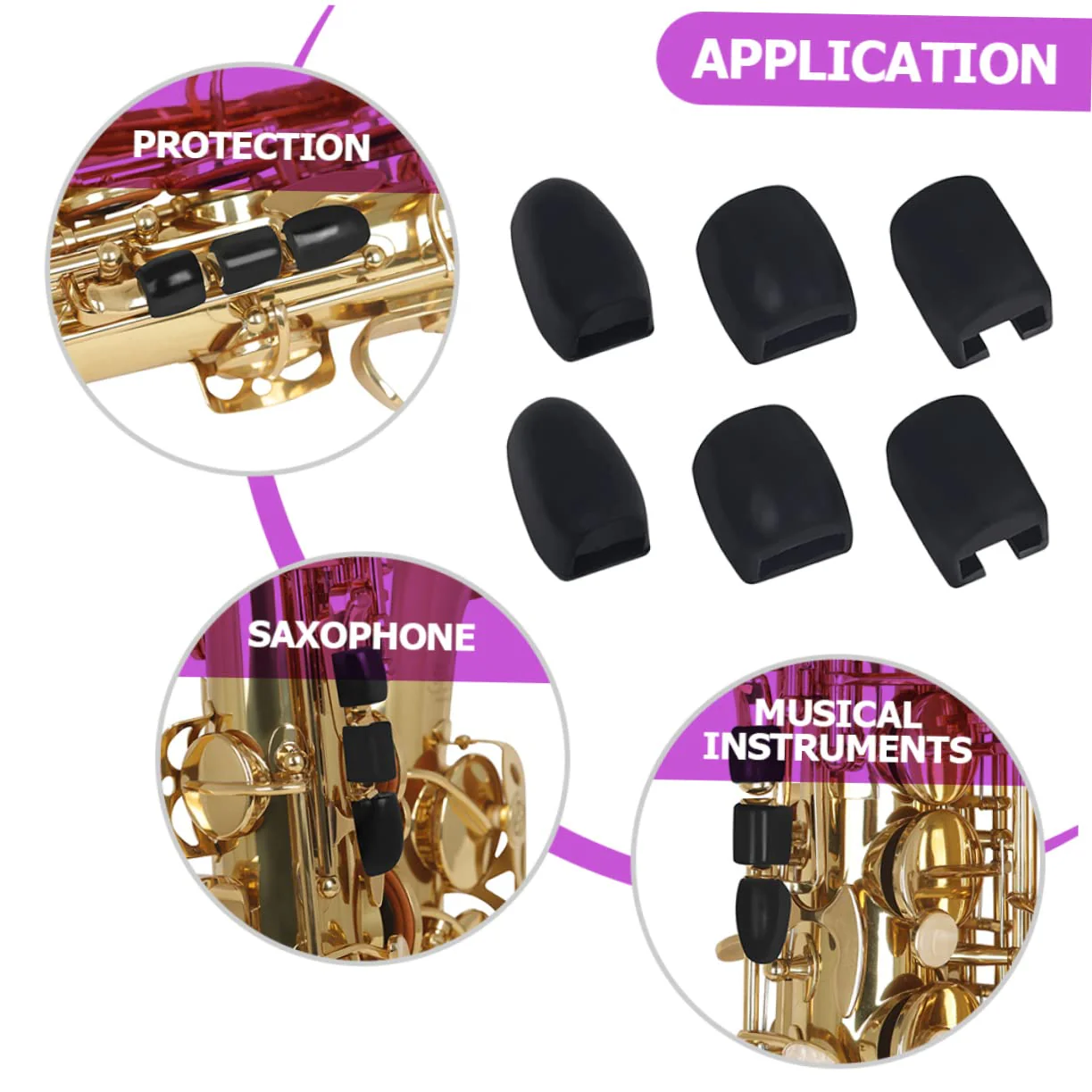 Silicone Side Key Covers 6pcs Saxophone Keypad Saxophone Side Key Cover Saxophone Key Risers Sax Side Key Covers Music Instrument Accessory Instrument Supplies Black Component 2.8x1.5cm - Image 5