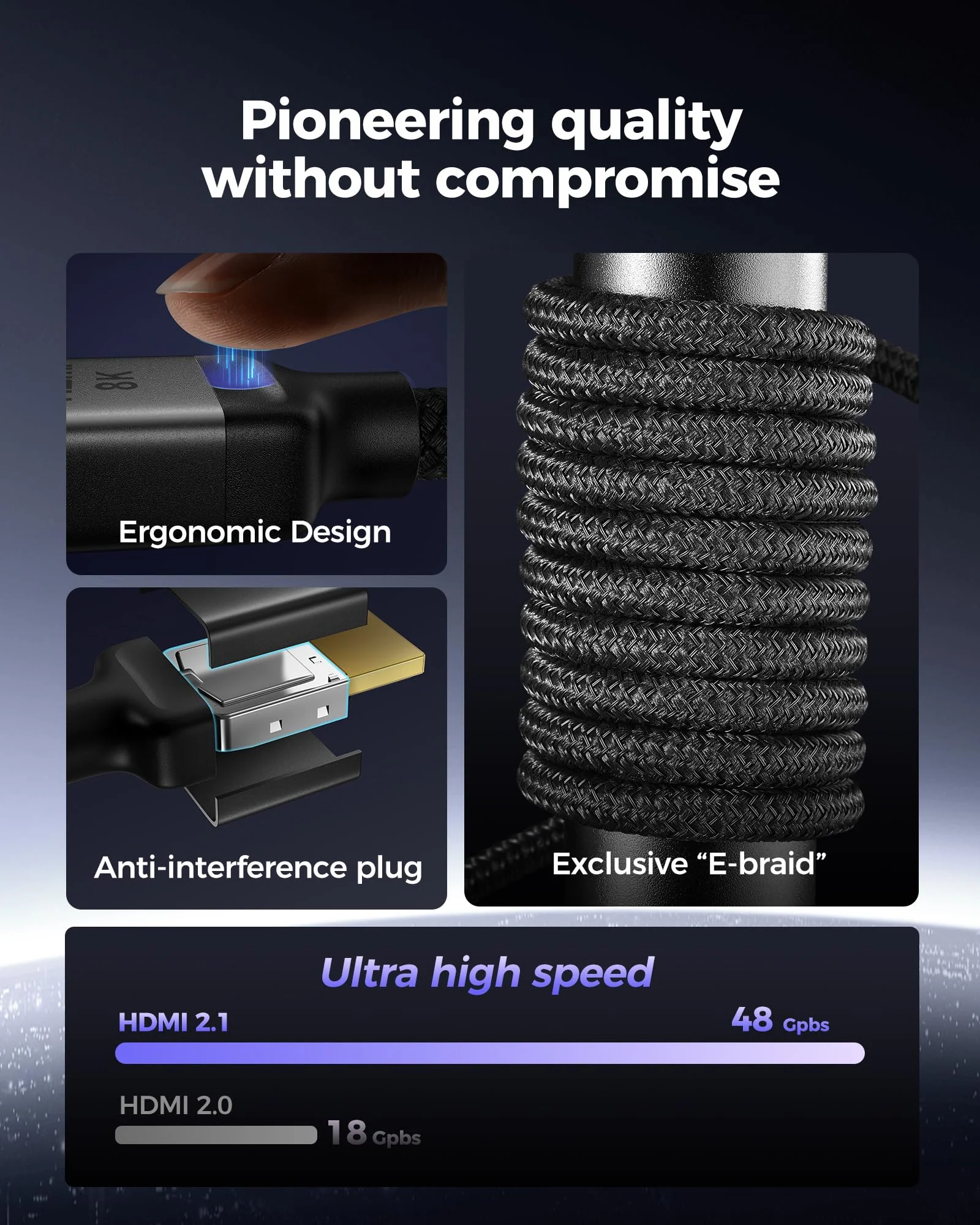 Silkland Certified HDMI 2.1 Cable, [4K@240Hz 144Hz 120Hz, 8K@60Hz] 1440P Ultra High Speed HDMI Cable 48Gbps (Upgrade Braided), HDR10+, eARC, HDCP 2.3, Compatible for Xbox/PS5/PS4/Roku TV-6.6ft 6.6 Feet 1-Pack Grey - Image 6
