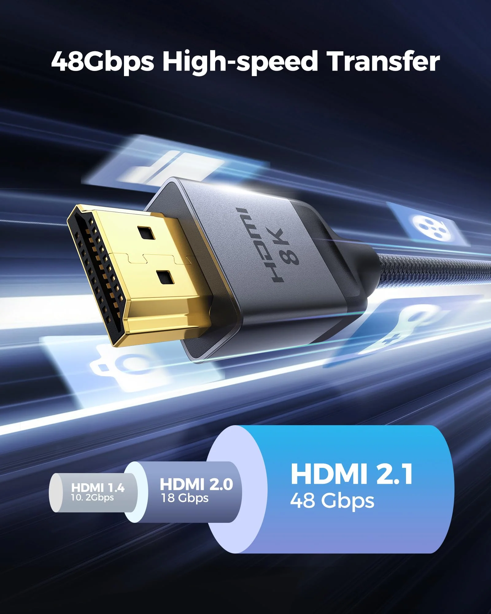 Silkland Certified HDMI 2.1 Cable, [4K@240Hz 144Hz 120Hz, 8K@60Hz] 1440P Ultra High Speed HDMI Cable 48Gbps (Upgrade Braided), HDR10+, eARC, HDCP 2.3, Compatible for Xbox/PS5/PS4/Roku TV-6.6ft 6.6 Feet 1-Pack Grey - Image 7