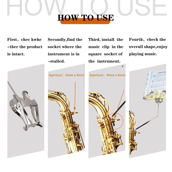 Silver 3/4 Vertical Keys Euphonium Marching Clip, 3/4 Vertical Keys Music Sheet Clip - Image 5