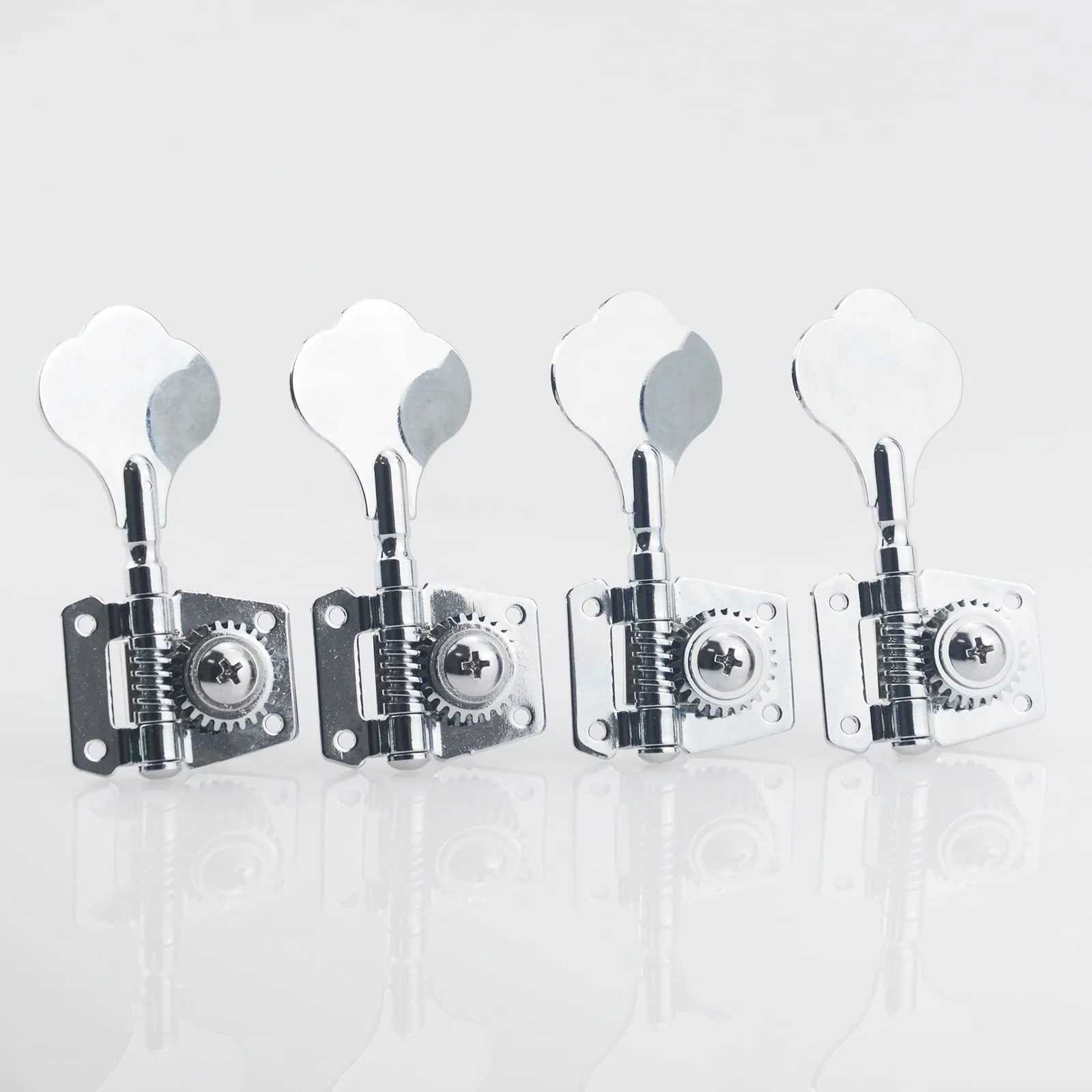 Silver 4 Right Bass Tuners - 1:24 Ratio Open Gear Tuning Key Pegs Machine Head Vintage Style Bass String Guide Tree String Retainer for Electric Jazz Guitar Bass or Precision Instruments 1 Mounting holes 1 - Image 3