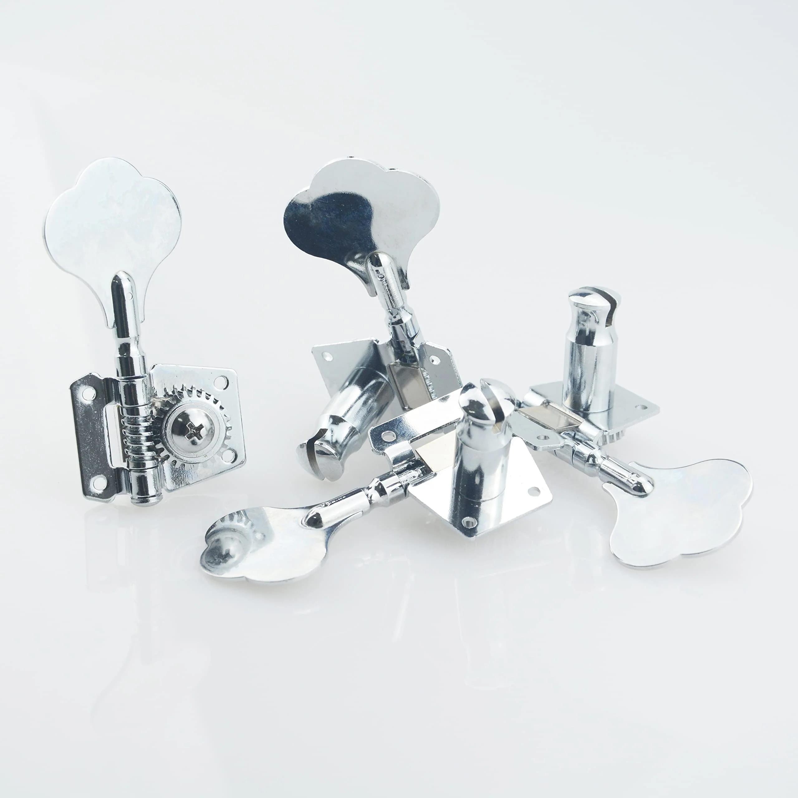 Silver 4 Right Bass Tuners - 1:24 Ratio Open Gear Tuning Key Pegs Machine Head Vintage Style Bass String Guide Tree String Retainer for Electric Jazz Guitar Bass or Precision Instruments 1 Mounting holes 1 - Image 4