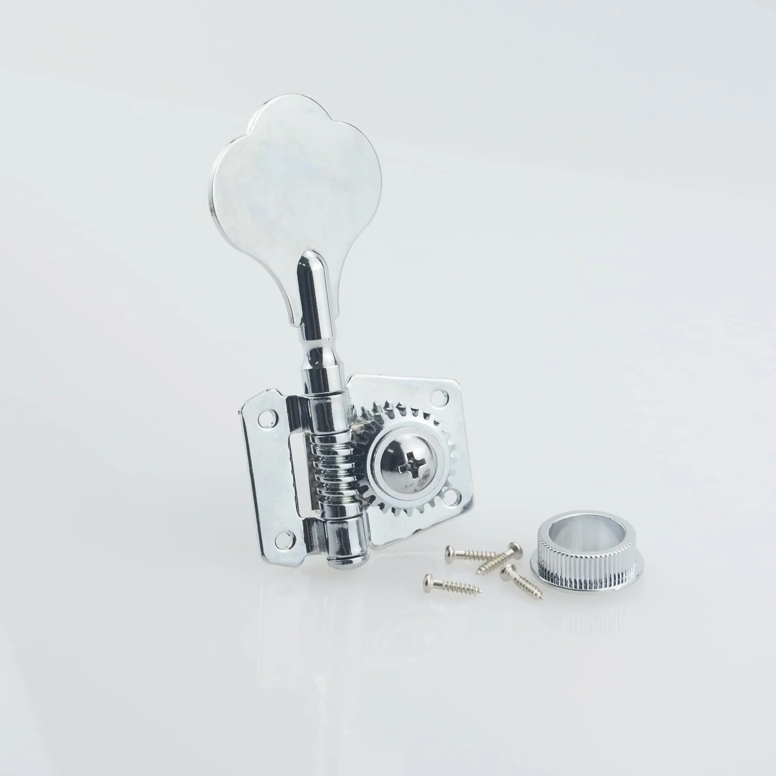 Silver 4 Right Bass Tuners - 1:24 Ratio Open Gear Tuning Key Pegs Machine Head Vintage Style Bass String Guide Tree String Retainer for Electric Jazz Guitar Bass or Precision Instruments 1 Mounting holes 1 - Image 6