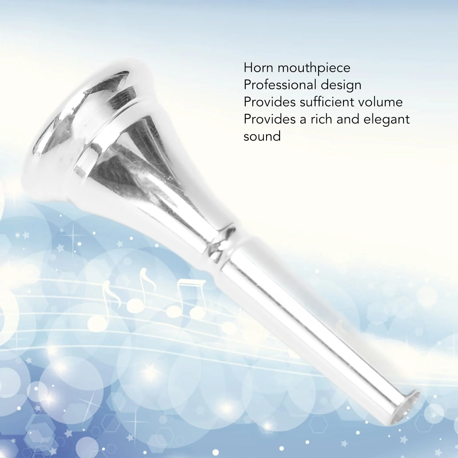 Silver Horn French Horn Mouthpiece Brass Standard Replacement for Novice and Professional Players Silver - Image 4