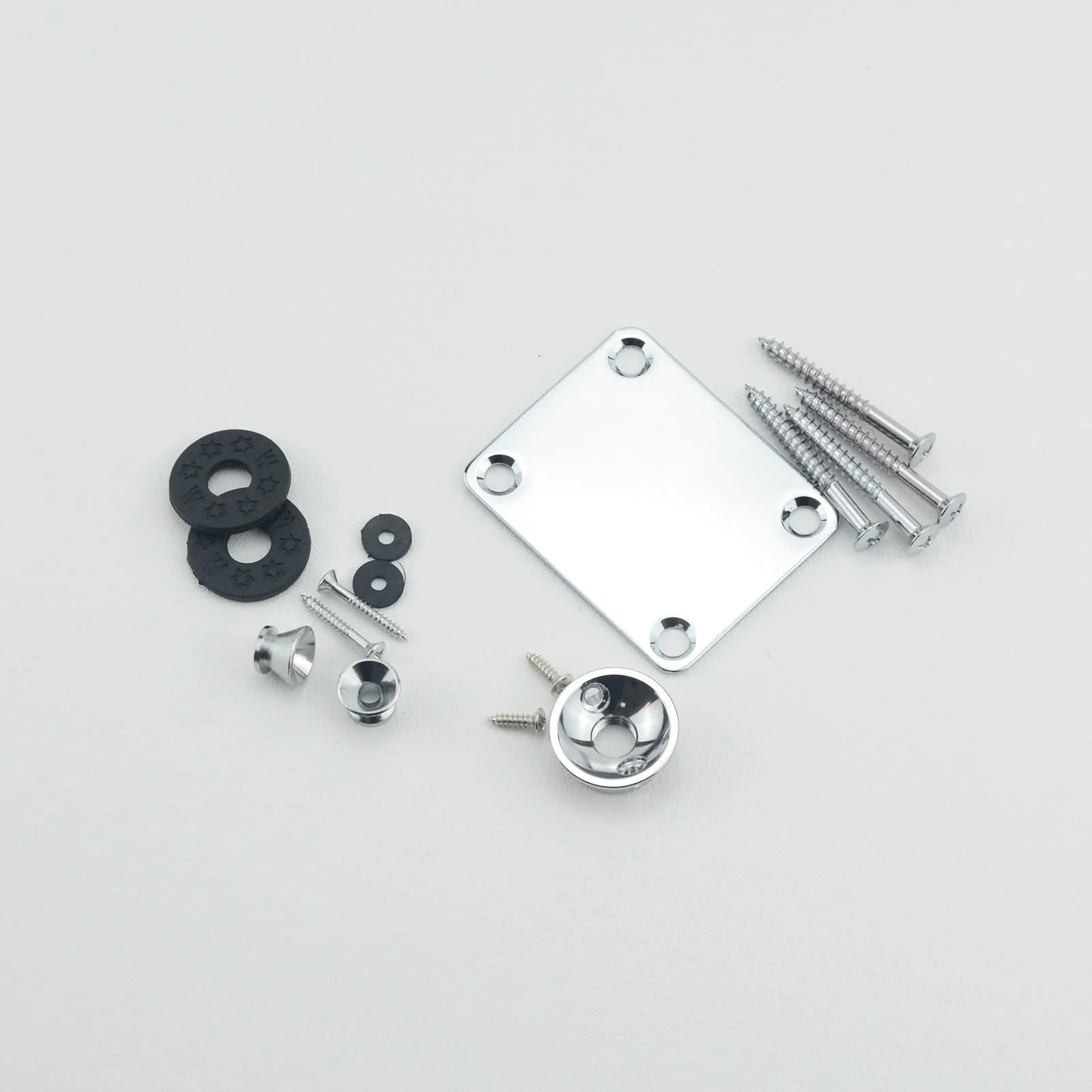 Silver Metric Thread Electric Guitar Jack plate for Fender Tele Telecaster Style Guitar,Thick Metal Guitar Neck Plate with Screws,2 PCS Guitar Strap Buttons with Strap Blocks Silver - Image 3