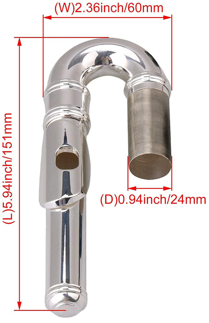 Silver Plated Flute Curved Head Joint Mouthpiece Replacement Woodwind Instrument Accessories - Image 4