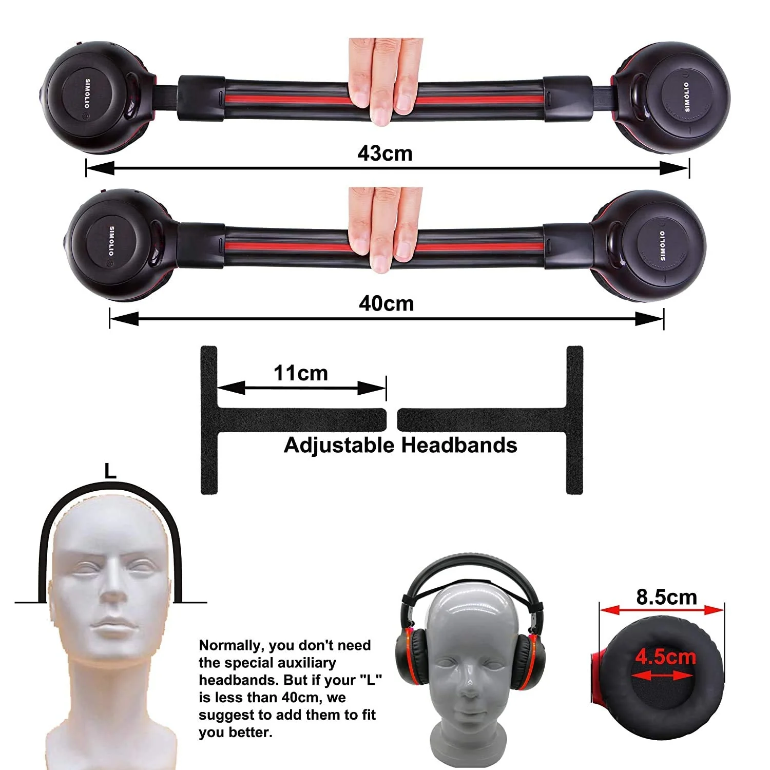 SIMOLIO 2 Pack of Wireless Car Headphones, 2 Channel IR Wireless Headphones for Kids, in Car Wireless DVD Headphones with Storage Bag for Universal Rear Entertainment System, Not for 2017+ Pacifica - Image 4
