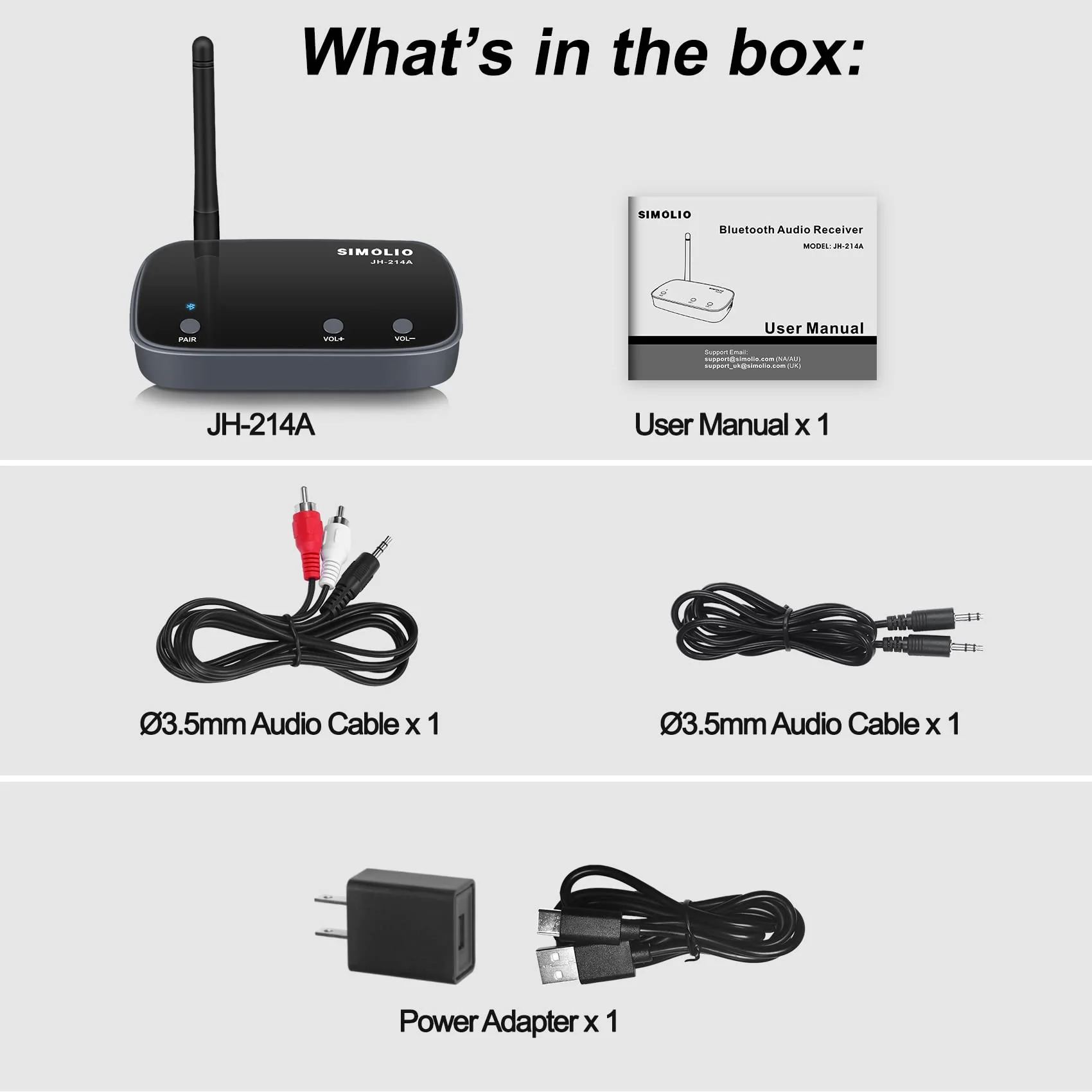 SIMOLIO Long Range Bluetooth Audio Adapter, HiFi Wireless Adapter for Home Stereo/Wired Speakers/Amplifier, Bluetooth to RCA 3.5mm AUX Receiver w/VOL Control for Music Streaming from Smartphone/Tablet Grey - Image 7