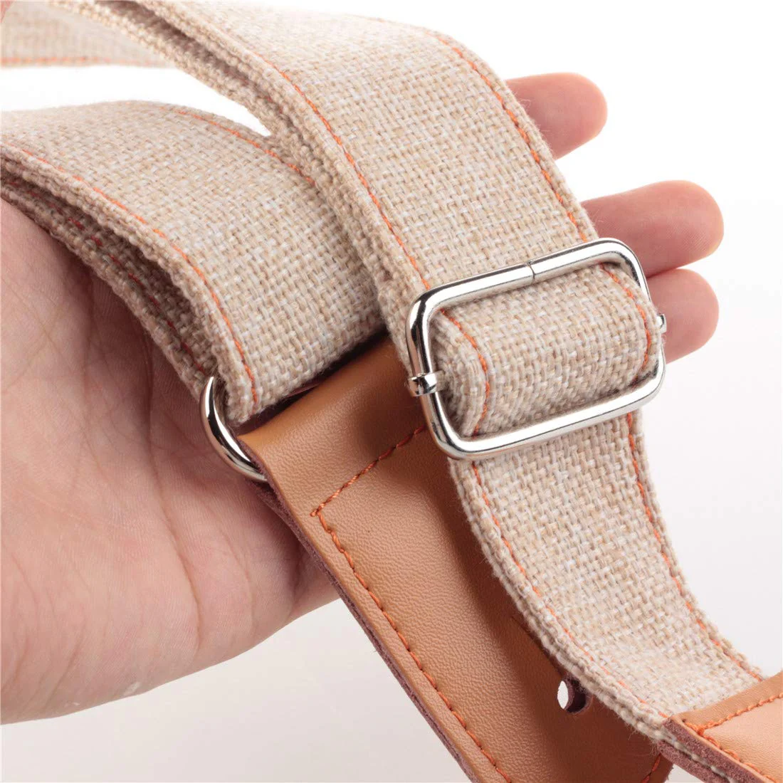 Simple Linen Leather Ukulele Strap Adjustable Length Durable Uke Straps with Nail, Rope, Picks Brown - Image 3