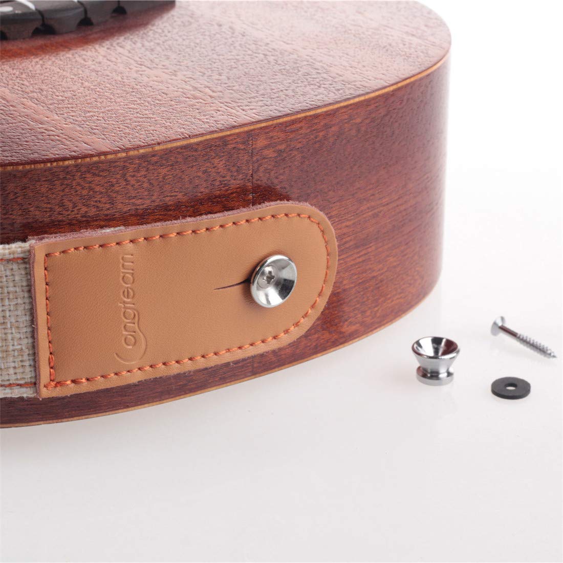 Simple Linen Leather Ukulele Strap Adjustable Length Durable Uke Straps with Nail, Rope, Picks Brown - Image 5