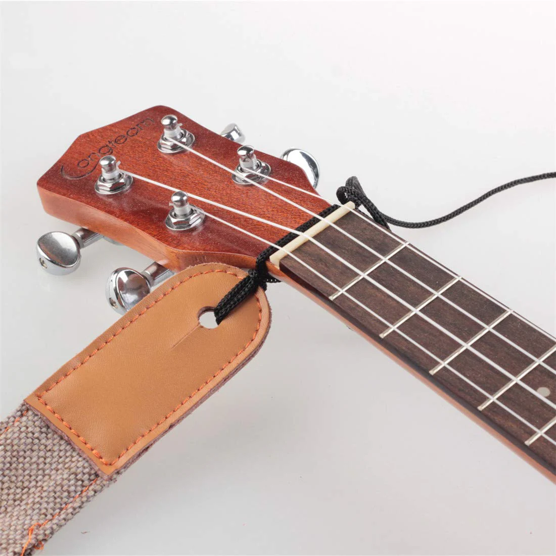 Simple Linen Leather Ukulele Strap Adjustable Length Durable Uke Straps with Nail, Rope, Picks Brown - Image 6