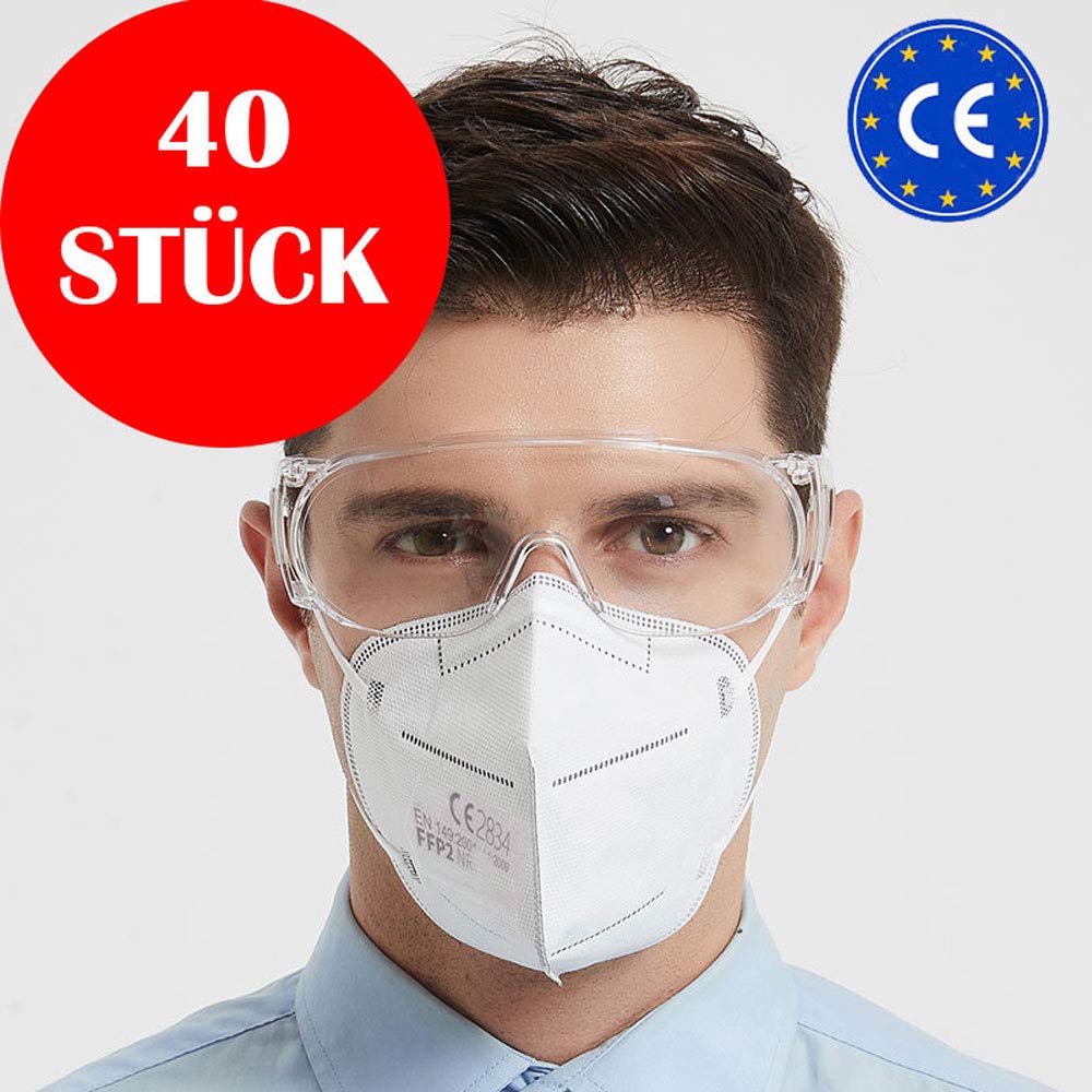 Simplecase 40 x FFP2 Masks, CE Certified by Officially Named Body CE 0598, Respirator Mask, Particulate Filter Mask 1 stück (40er Pack) White - Image 6