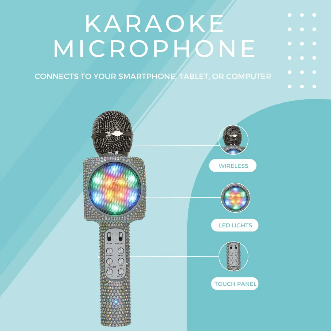 Sing-Along Bling Bluetooth Karaoke Microphone and Bluetooth Stereo Speaker All-in-One (Silver Bling) Silver Bling - Image 2
