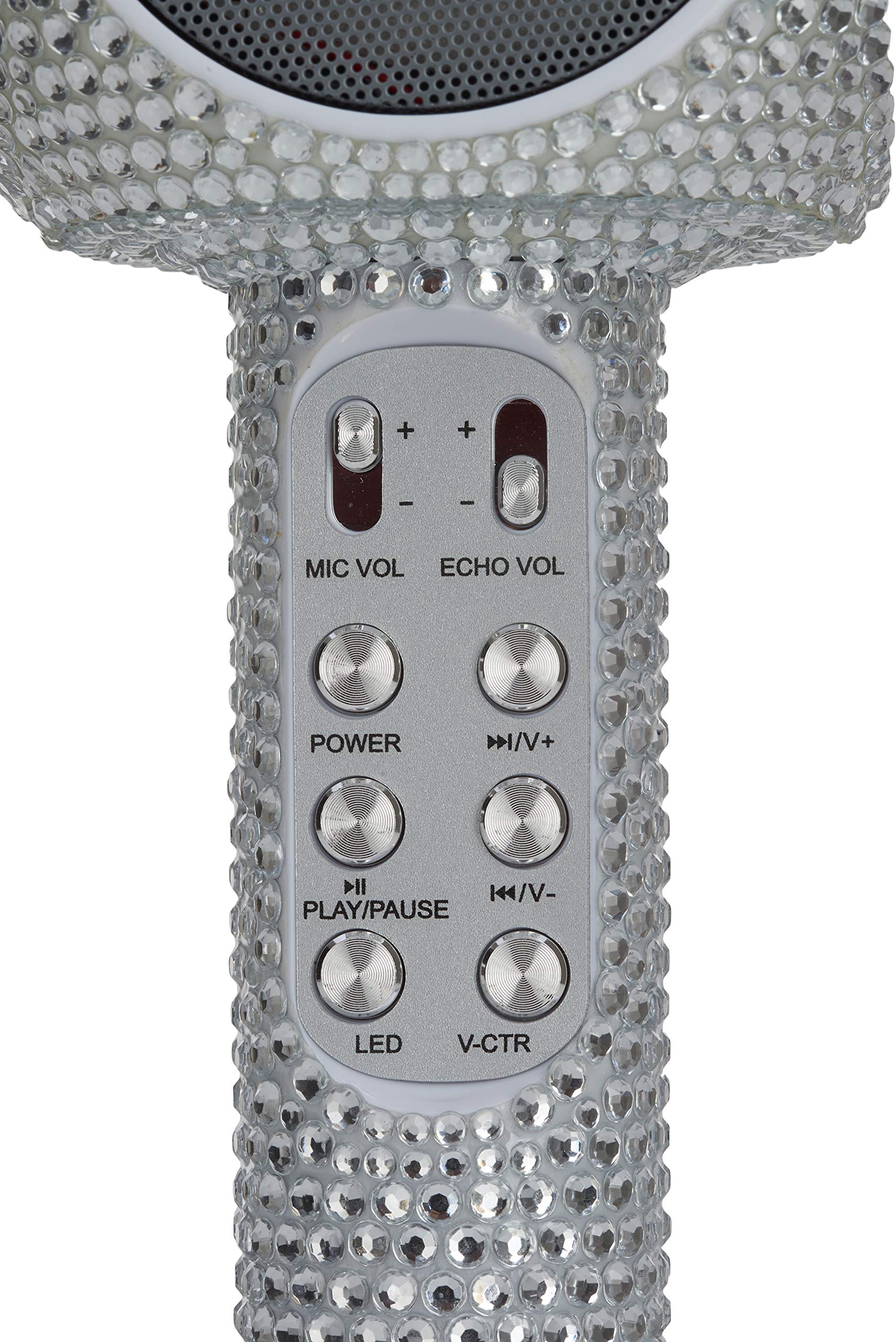 Sing-Along Bling Bluetooth Karaoke Microphone and Bluetooth Stereo Speaker All-in-One (Silver Bling) Silver Bling - Image 6