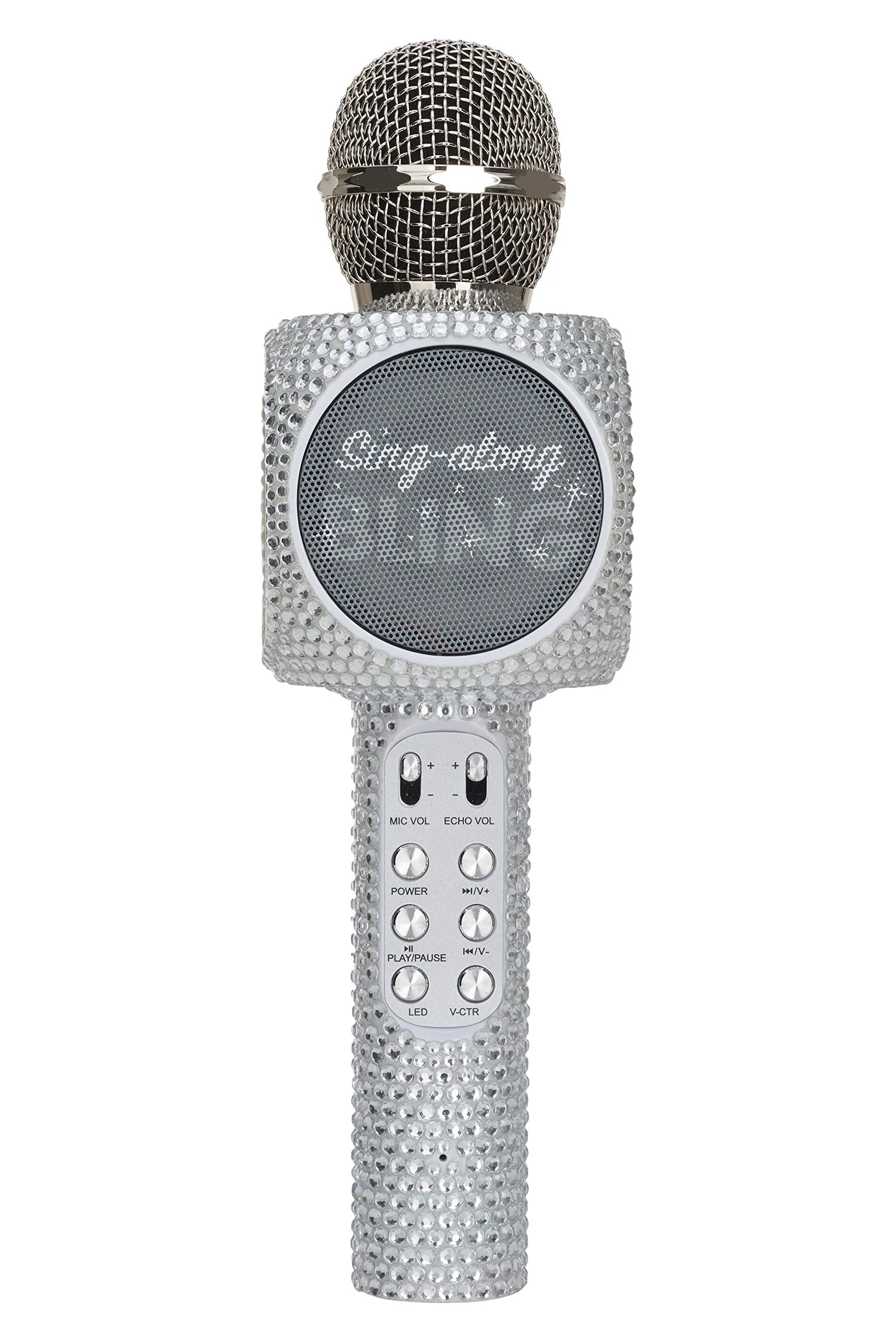 Sing-Along Bling Bluetooth Karaoke Microphone and Bluetooth Stereo Speaker All-in-One (Silver Bling) Silver Bling - Image 7