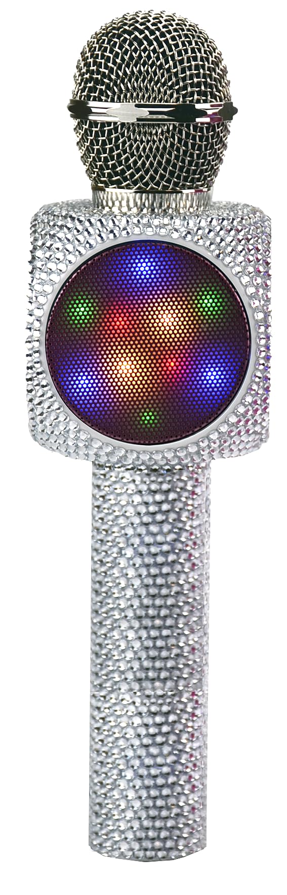 Sing-Along Bling Bluetooth Karaoke Microphone and Bluetooth Stereo Speaker All-in-One (Silver Bling w/Disco Ball) - Image 3