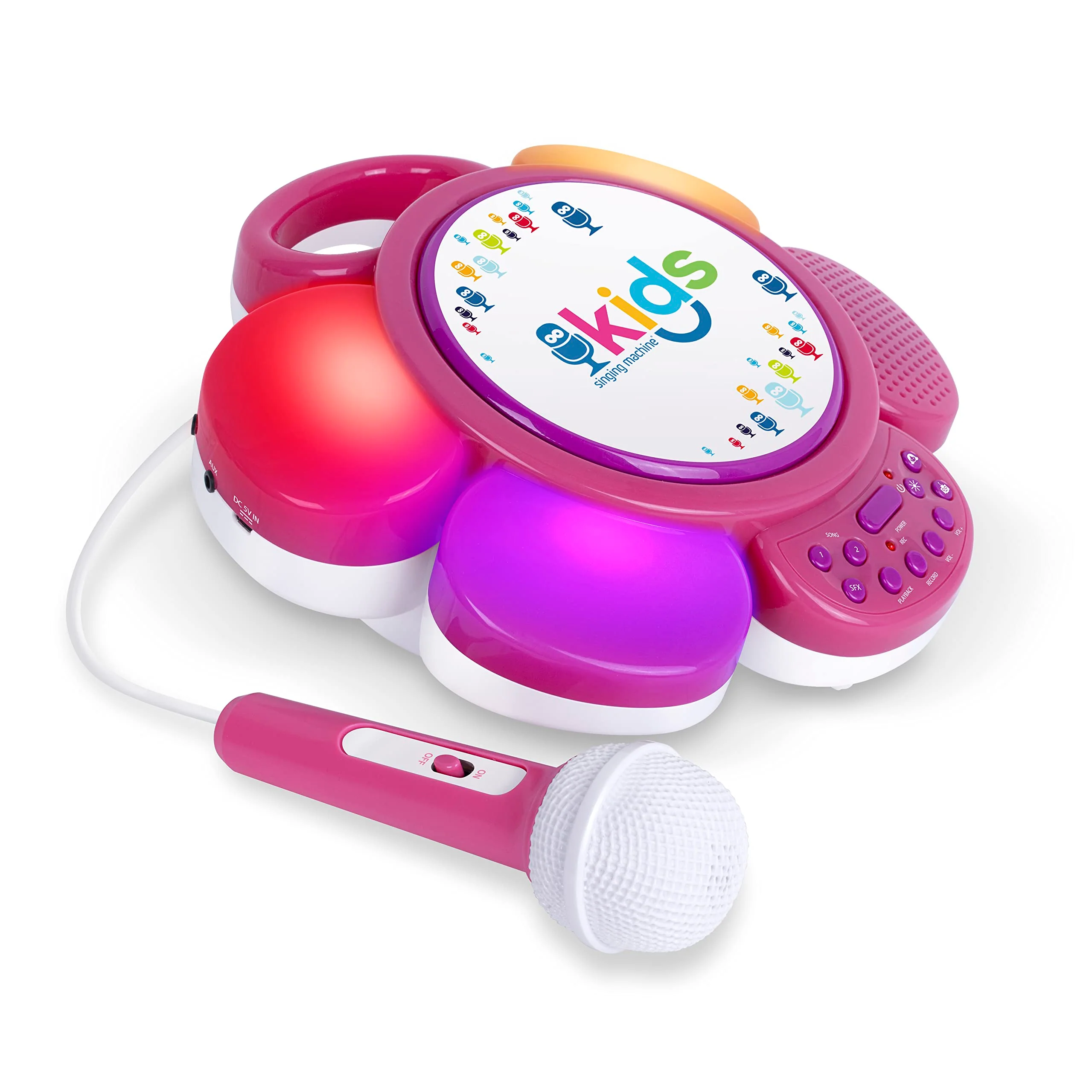 Singing Machine SMK963PP Kids Portable Sing Along Speaker with Pre-Recorded Songs and LED Lights, Pink/Purple - Image 2