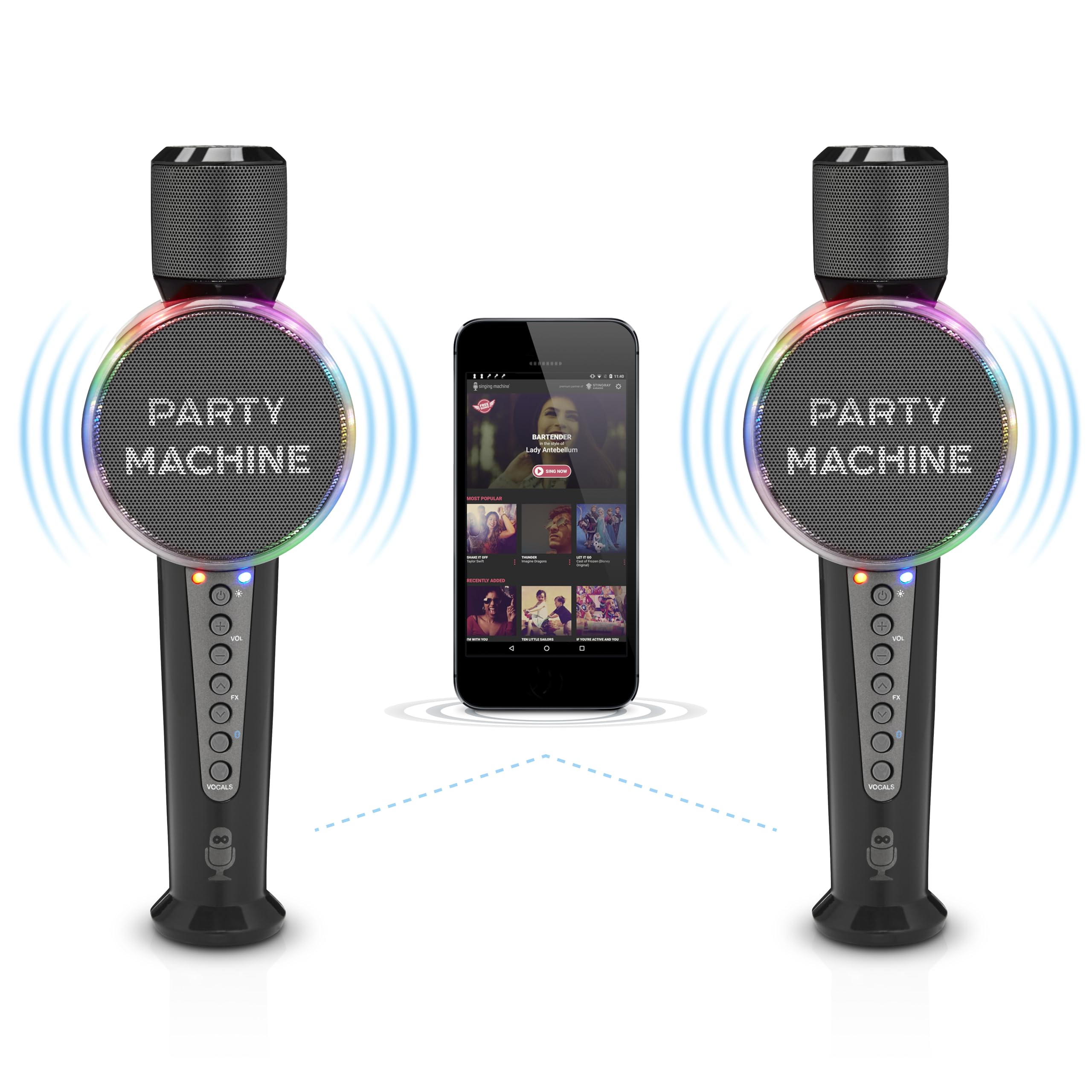Singing Machine SMM548C Party Machine Duet Microphones with Bluetooth, Voice Changers, LED Lights - Image 2