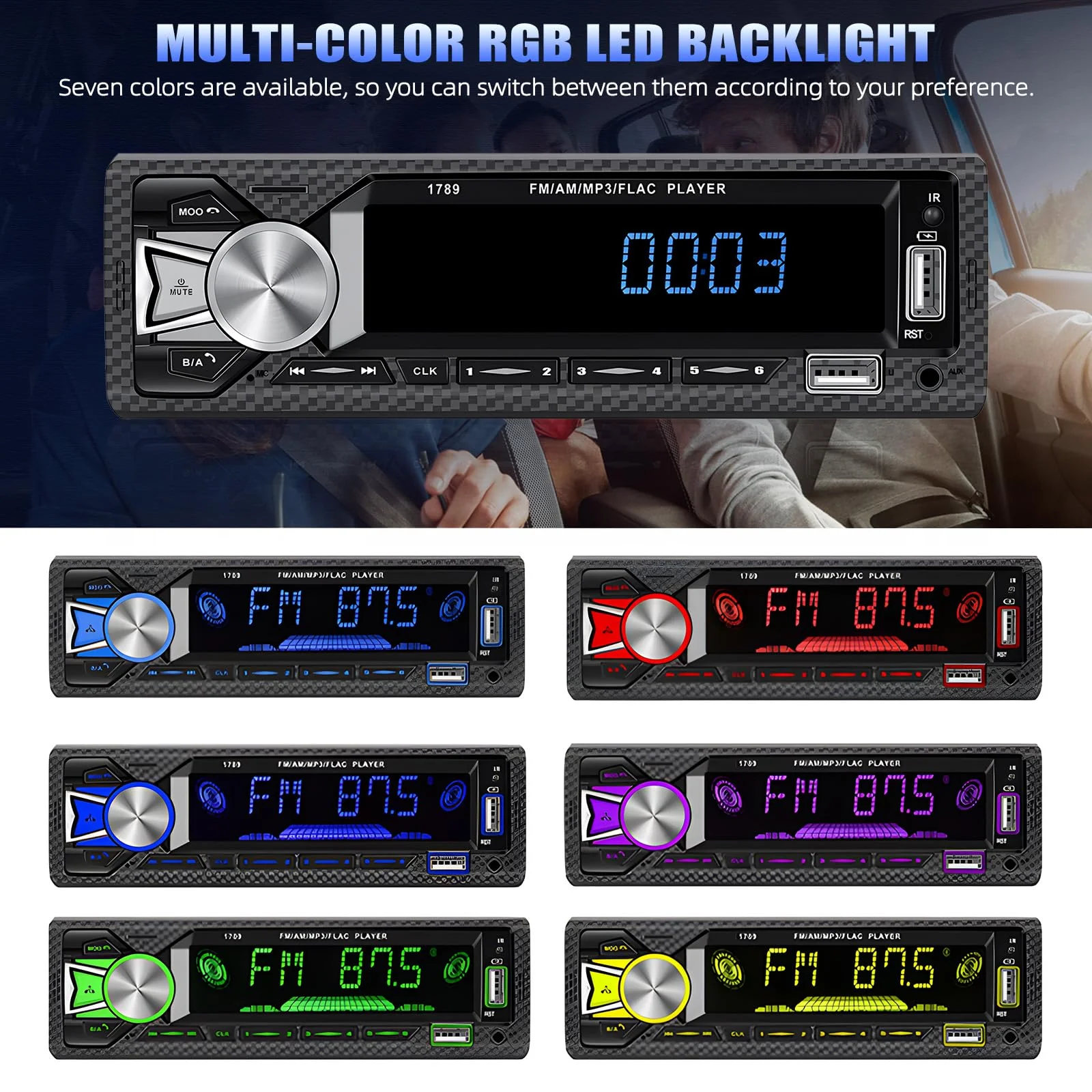 Single Din Car Stereo Bluetooth Hands Free Calling Car Audio Receivers with Digital LCD Display FM Car Radio MP3 Player Quick Charge USB/SD/AUX-in Built-in Microphone MP3+Quick Charge - Image 6