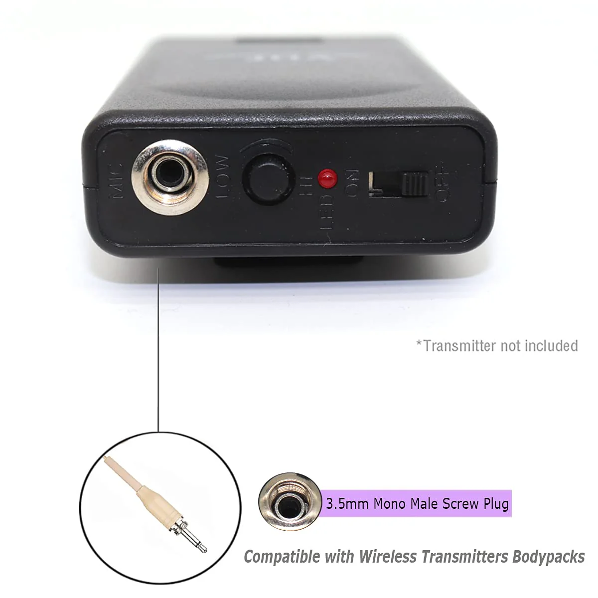 Single Ear Headset Microphone Earset Headworn Mic for Wireless System Bodypack Transmitter with 1.2m Cable and Windscreen 3.5mm Mono Male Screw Plug - Image 6