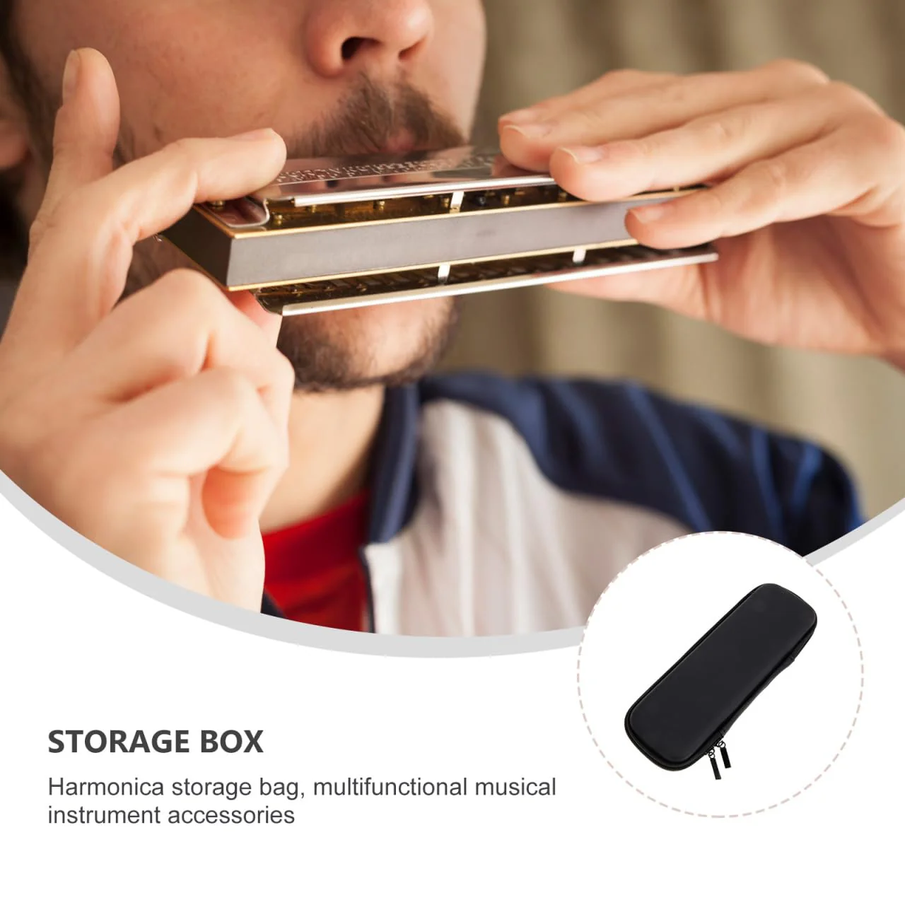 Single Harmonica Case Storage Bag: Harmonica Carrying Case Hard Shell Zipper Pouch Musical Instrument Accessories - Image 4