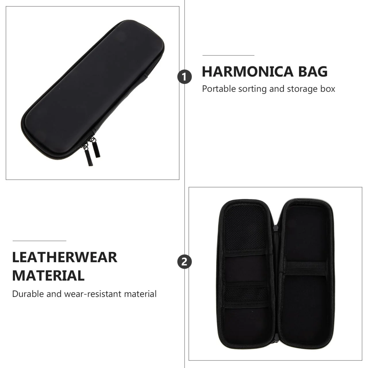 Single Harmonica Case Storage Bag: Harmonica Carrying Case Hard Shell Zipper Pouch Musical Instrument Accessories - Image 9