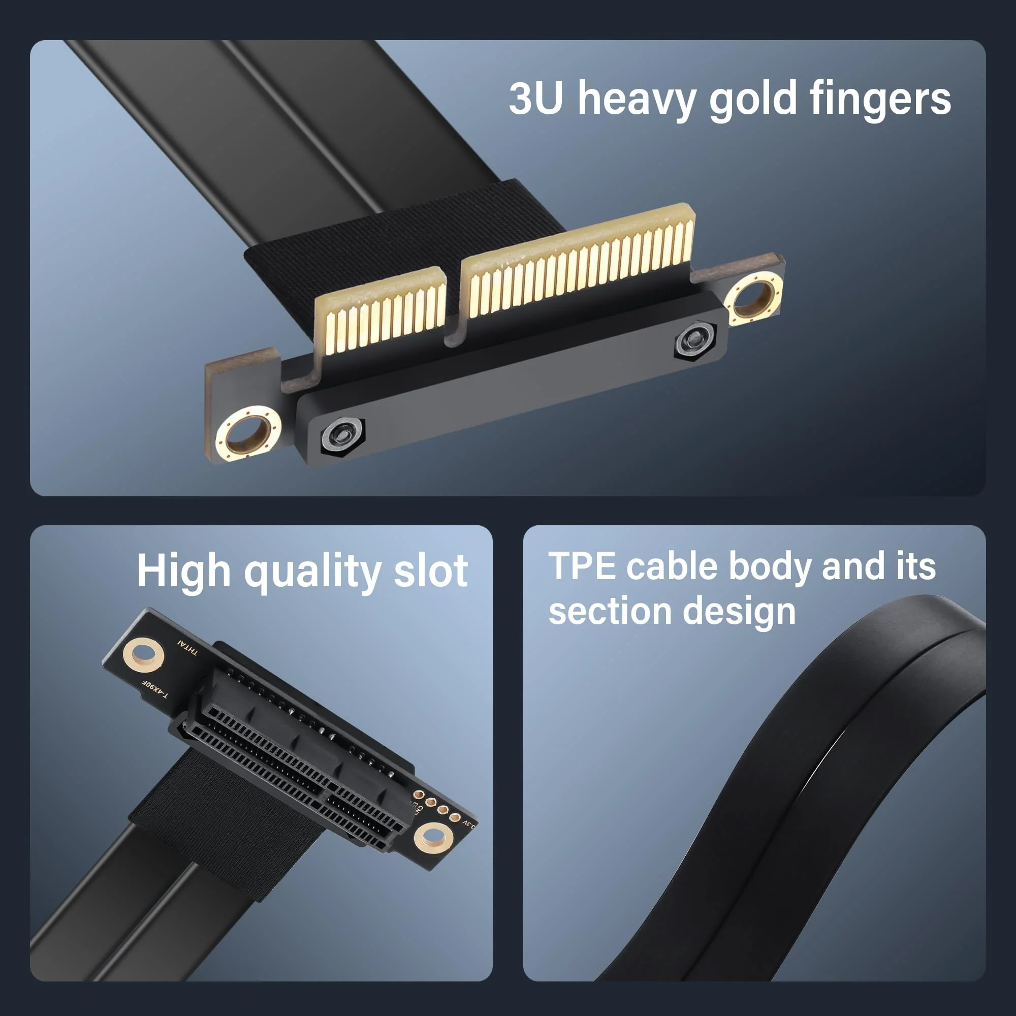 SinLoon PCIe 3.0 X4 Extension Cable 90 Degree PCI-E 4X Male to Female Riser Cable 20CM (90 Degree) - Image 6