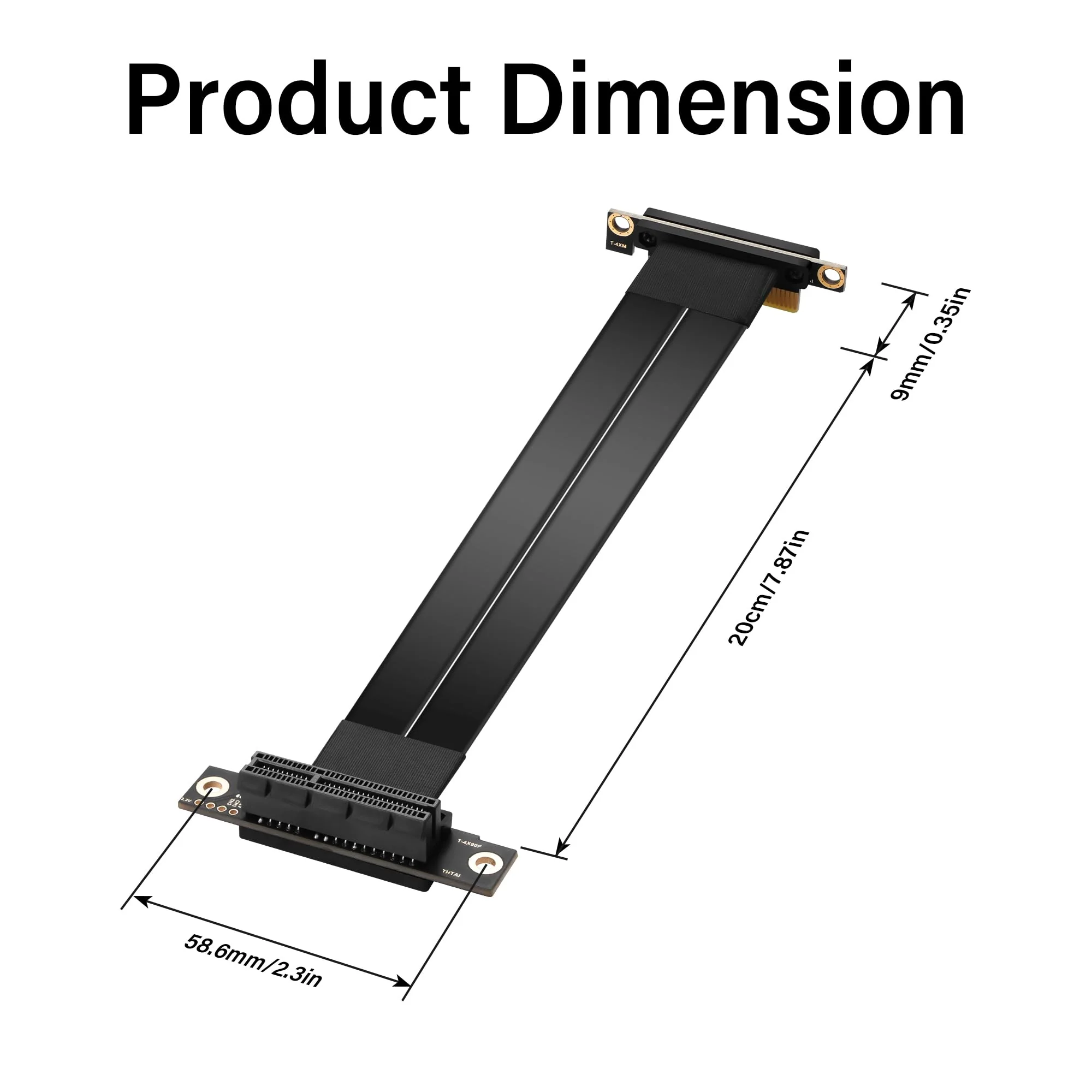 SinLoon PCIe 3.0 X4 Extension Cable 90 Degree PCI-E 4X Male to Female Riser Cable 20CM (90 Degree) - Image 7