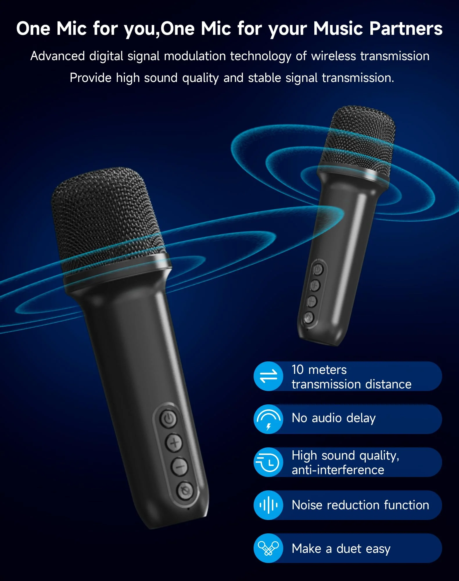 SINWE Portable Karaoke Machine with 2 Wireless Microphones - Bluetooth Singing Device with Colorful Lights & 15W Speaker for Christmas, Birthday Parties, Weddings & Home Entertainment - Image 5