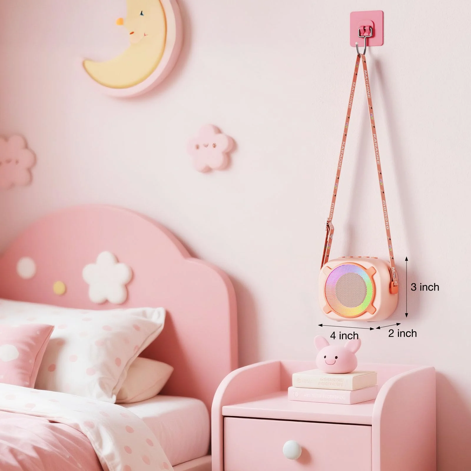 Siren K1 Mini Karaoke Machine for Kids, Portable Bluetooth Speaker with 2 Wireless Mics & Party Lights, Magic Voice Effects for 3-12 Year Old Girls & Boys (Pink) - Image 7