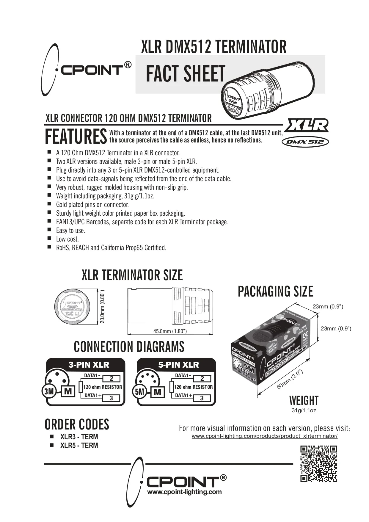 SIRS-E 2-Pack - CPoint DMXterminator XLR 5 Pin DMX Terminator 120 Ohm XLR5-TERM - Image 5