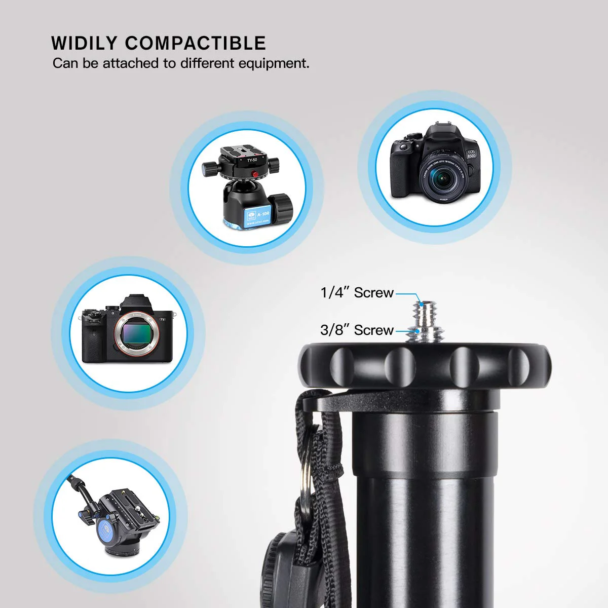 SIRUI AM-306M Camera Monopod, 6-Section 15.6-61.4 inches Aluminum Alloy Extendable Compact Lightweight Portable Travel Monopod for DSLR Cameras, Payload 17.6 lbs/8kg - Image 3