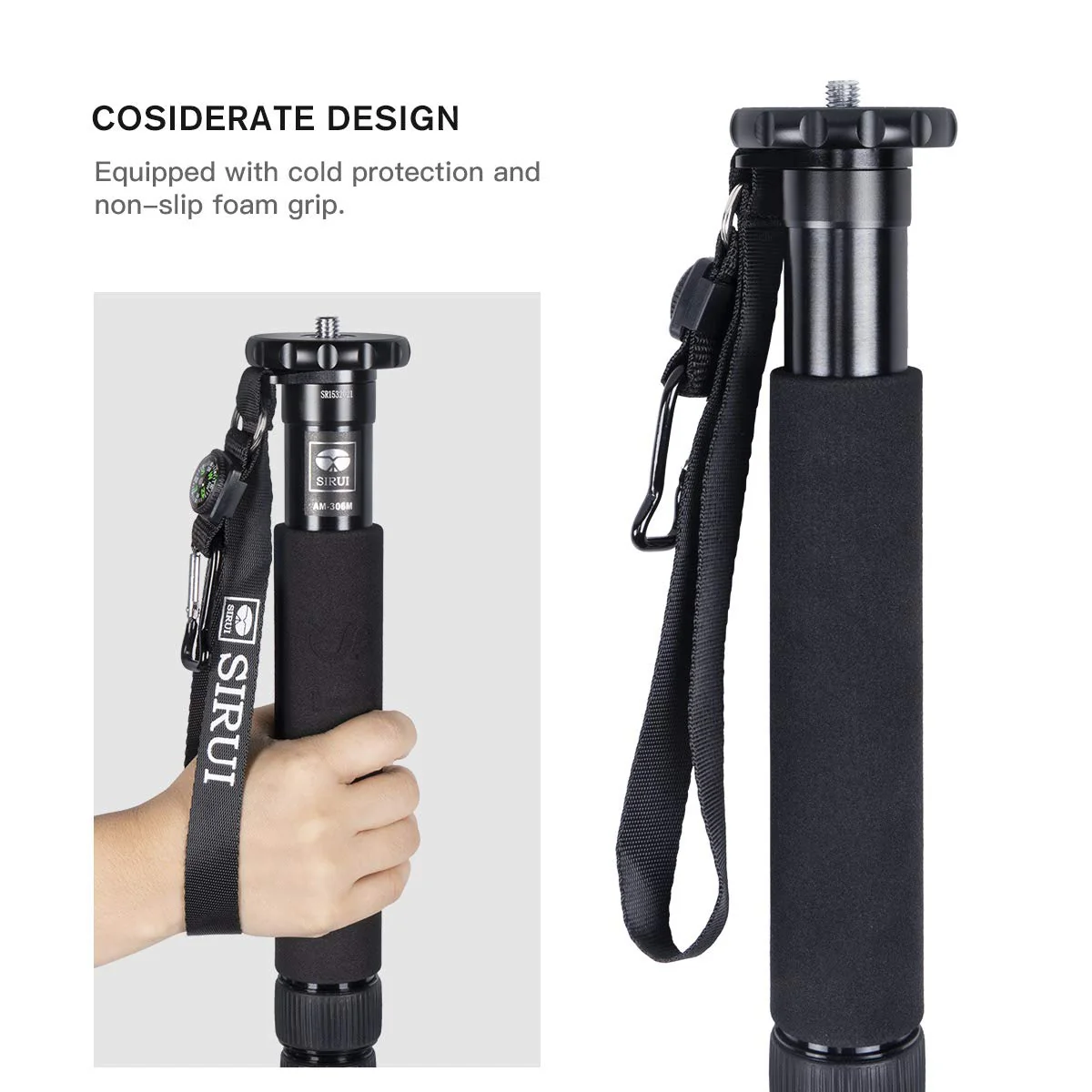SIRUI AM-306M Camera Monopod, 6-Section 15.6-61.4 inches Aluminum Alloy Extendable Compact Lightweight Portable Travel Monopod for DSLR Cameras, Payload 17.6 lbs/8kg - Image 5