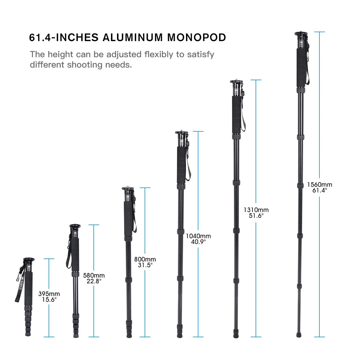 SIRUI AM-306M Camera Monopod, 6-Section 15.6-61.4 inches Aluminum Alloy Extendable Compact Lightweight Portable Travel Monopod for DSLR Cameras, Payload 17.6 lbs/8kg - Image 6